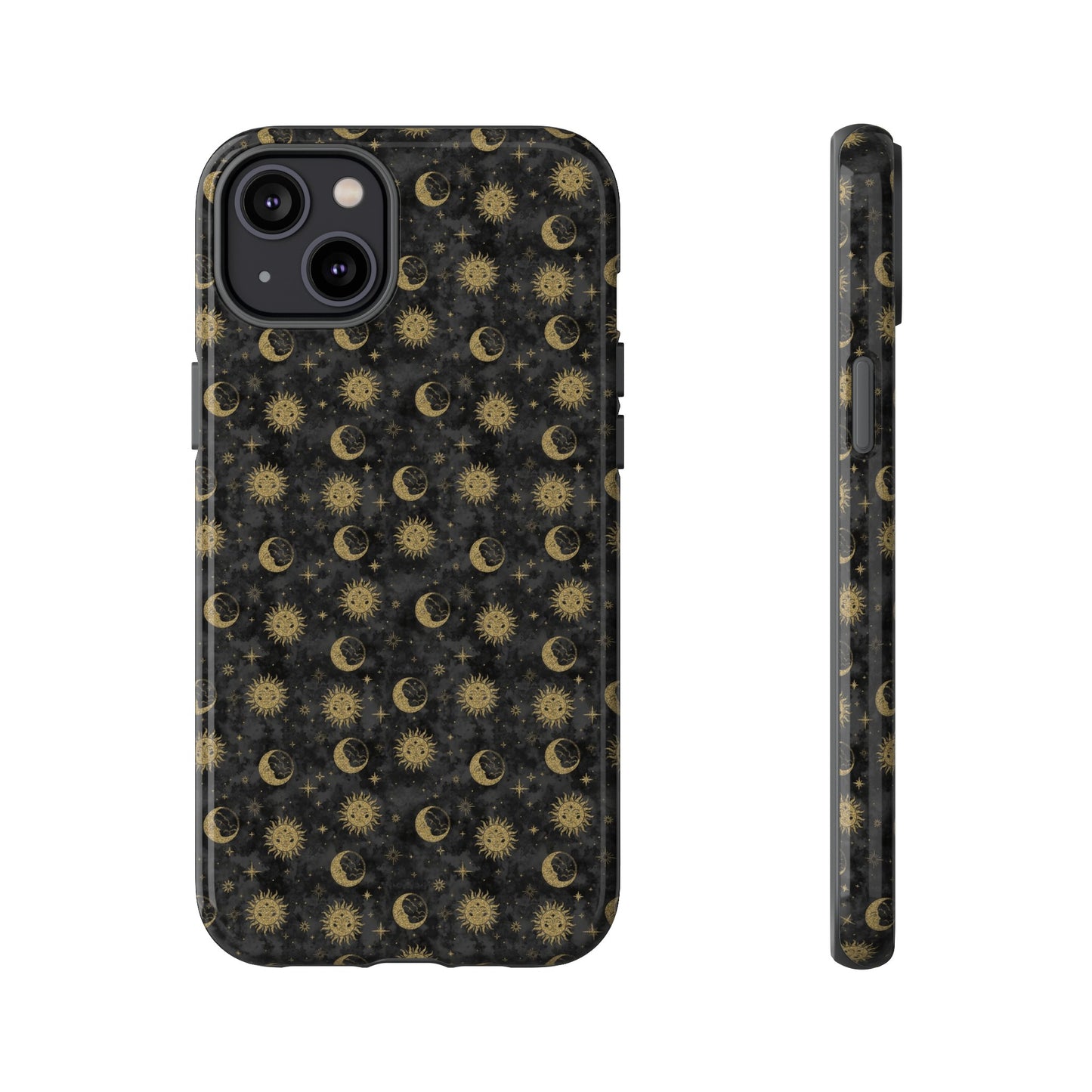 Apple I-Phone 14 (Series)-Tough Case-Phone Case: The Sun, The Moon, And The Stars [Gold Suns, Smiling Moons]