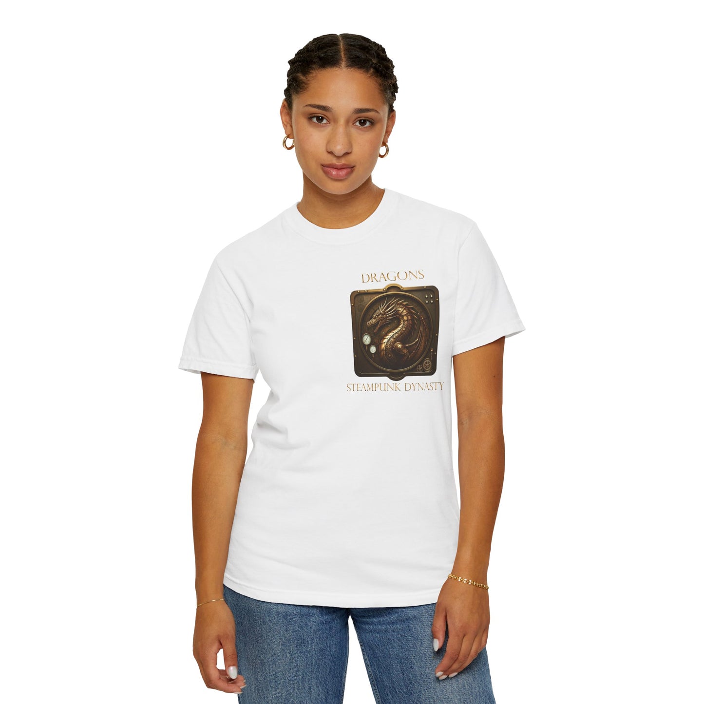 Unisex Heavy Cotton Tee:  "Steampunk Dragons" [Banner/Panel]