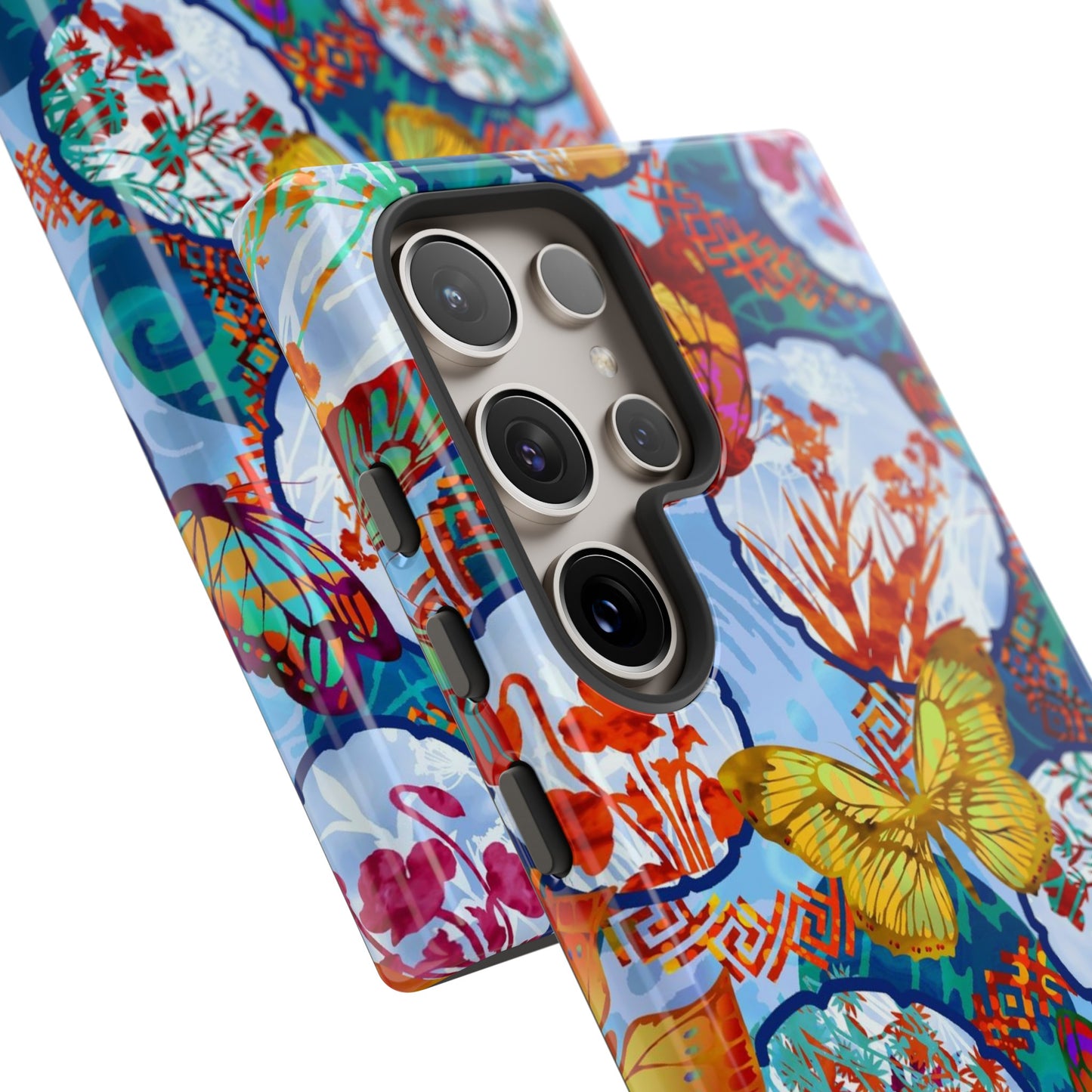Samsung Galaxy Series Tough Case-Phone Case: Dragons [Light Blue Butterflies]