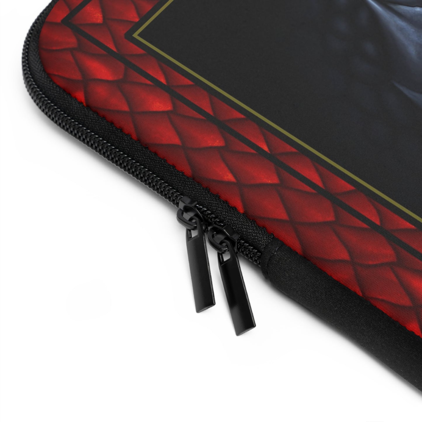 Laptop Sleeve  (Sizes:  13", 15", 17") [Dragons:  Green Scales-Black Eye w/Orange] - From In the Beginning Fabrics.