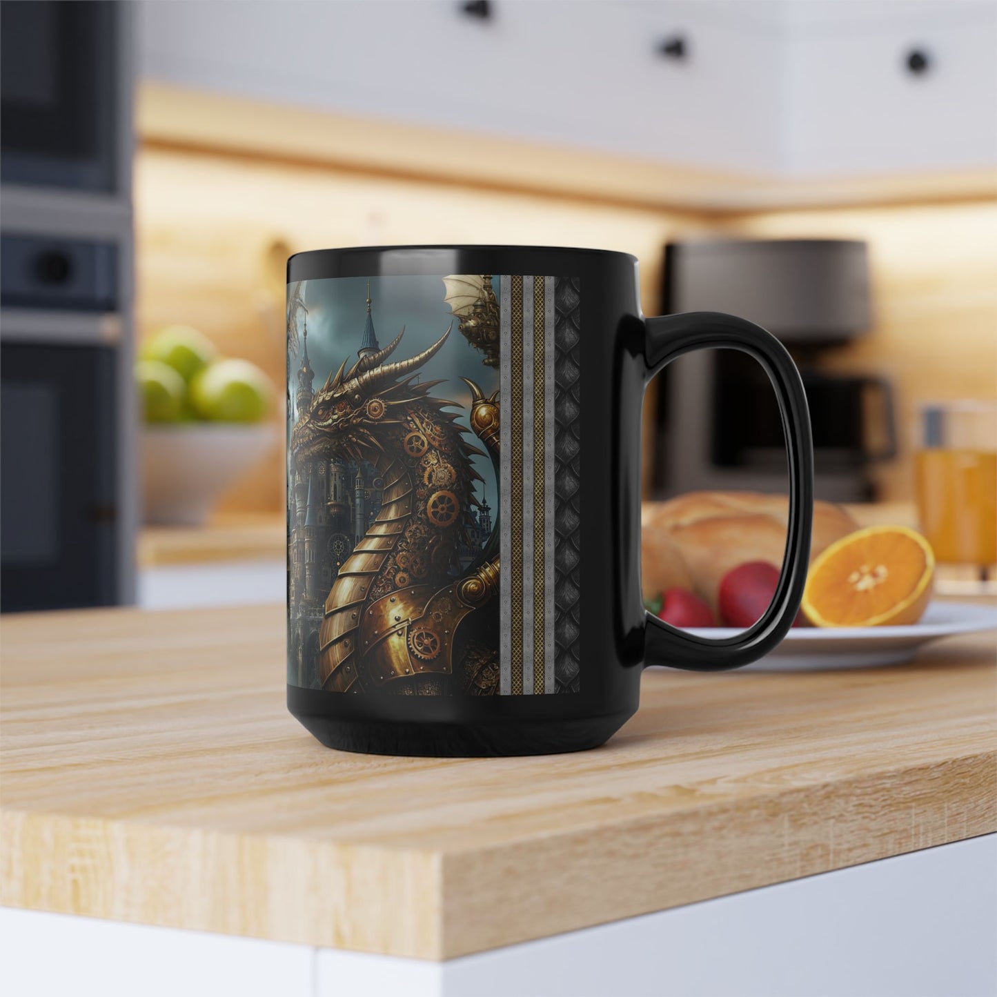 Black Mug-15oz:  "Dragons Steampunk 2" Panel