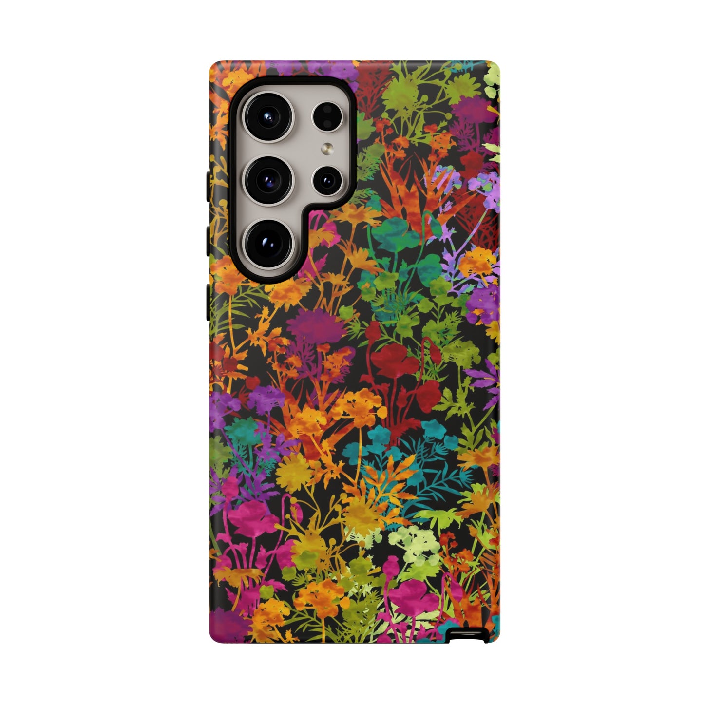 Samsung Galaxy Series Tough Case-Phone Case: Dreamscapes [Multi-Colored Flowers-Dark]