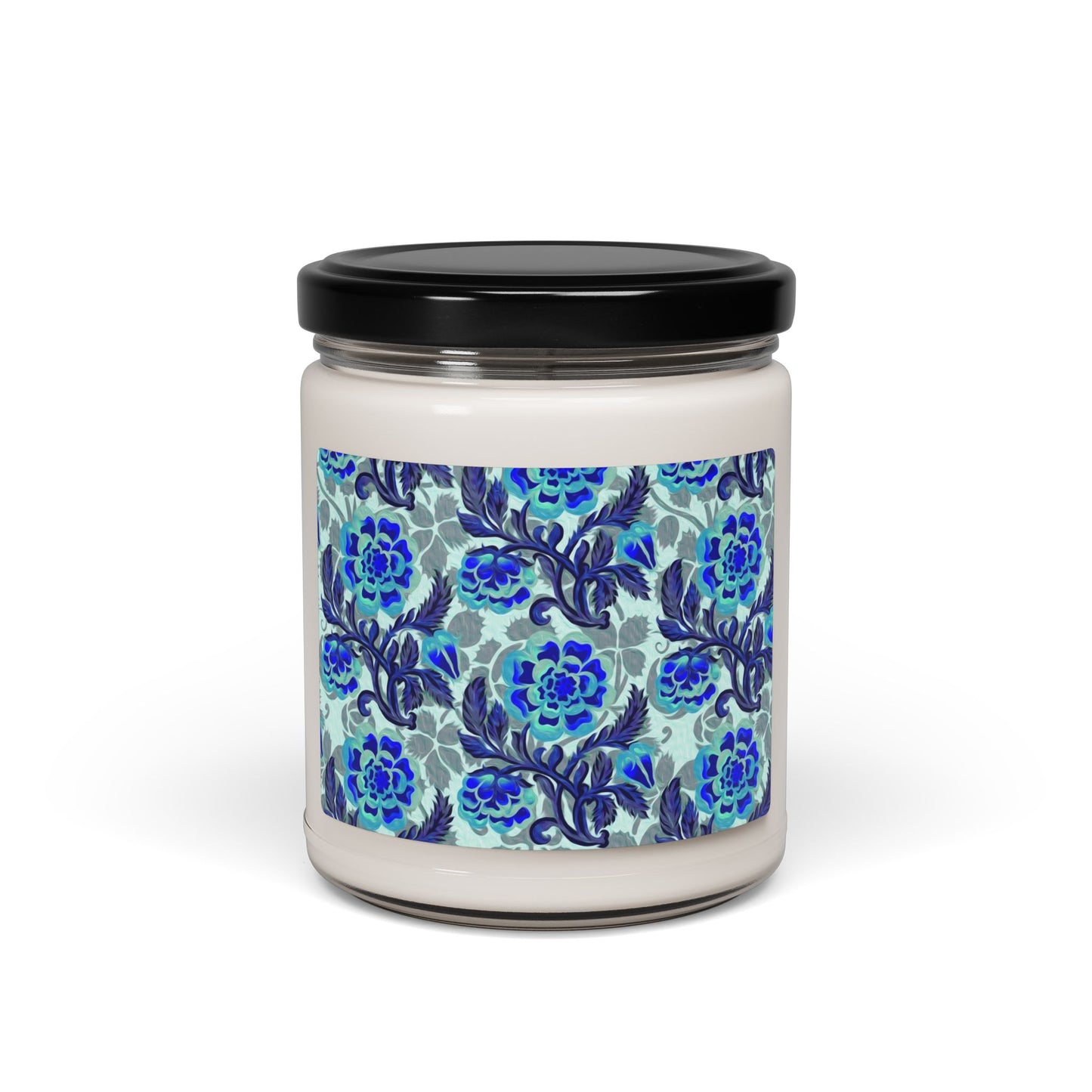 Scented Soy Candle:  Pastiche [Blue/Teal Vine Flowers]