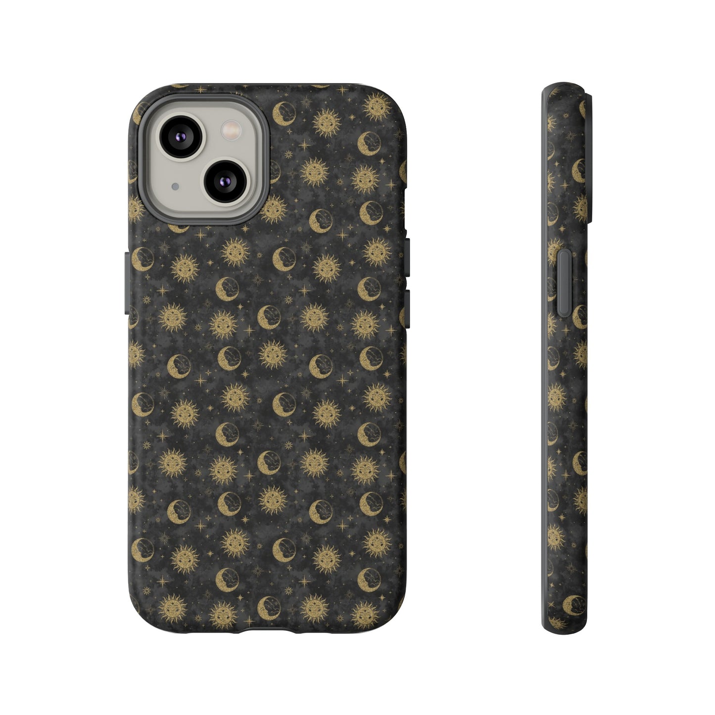 Apple I-Phone 14 (Series)-Tough Case-Phone Case: The Sun, The Moon, And The Stars [Gold Suns, Smiling Moons]