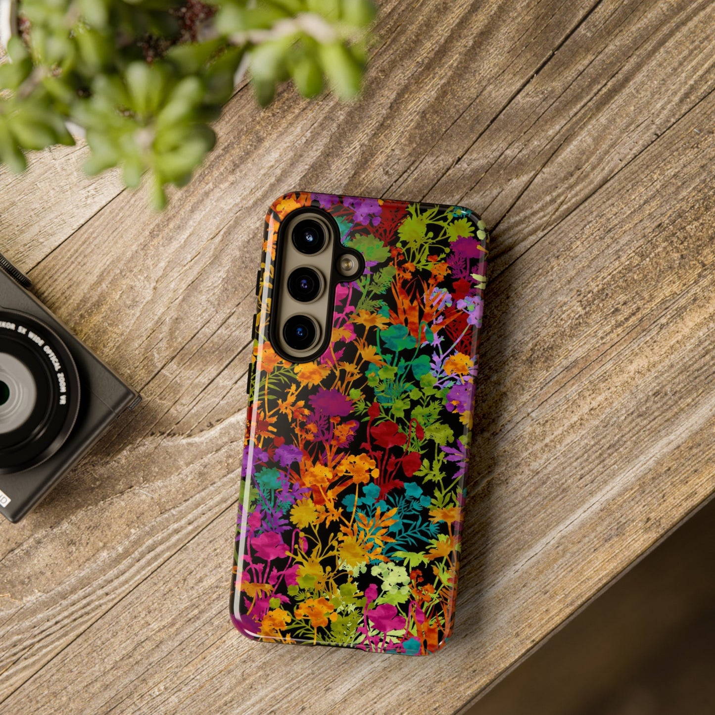 Samsung Galaxy Series Tough Case-Phone Case: Dreamscapes [Multi-Colored Flowers-Dark]