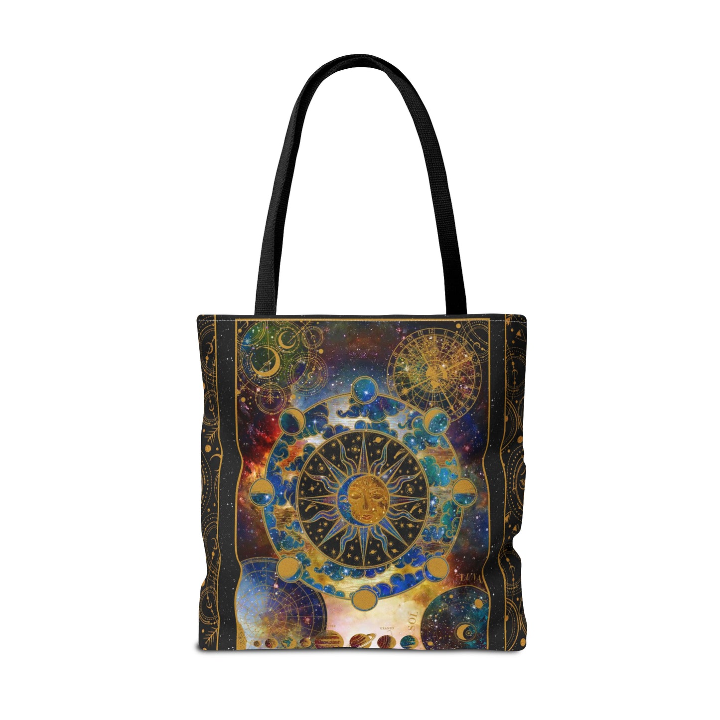 Tote Bag: large-18x18; "Cosmos":  Celestial Panel, Gold Background]