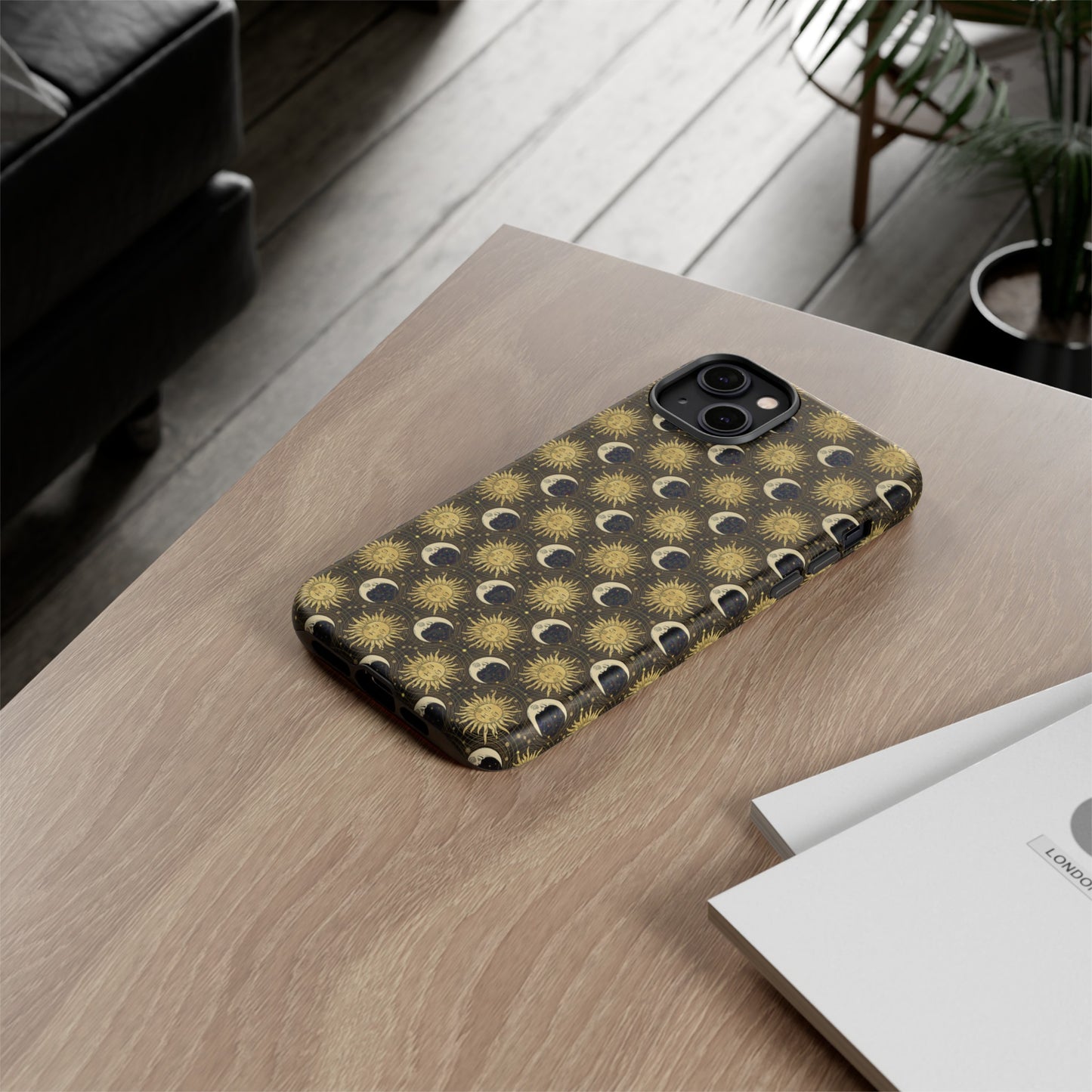 Apple I-Phone 14 (Series)-Tough Case-Phone Case: The Sun, The Moon, And The Stars [Gold Suns, Smiling Moons]