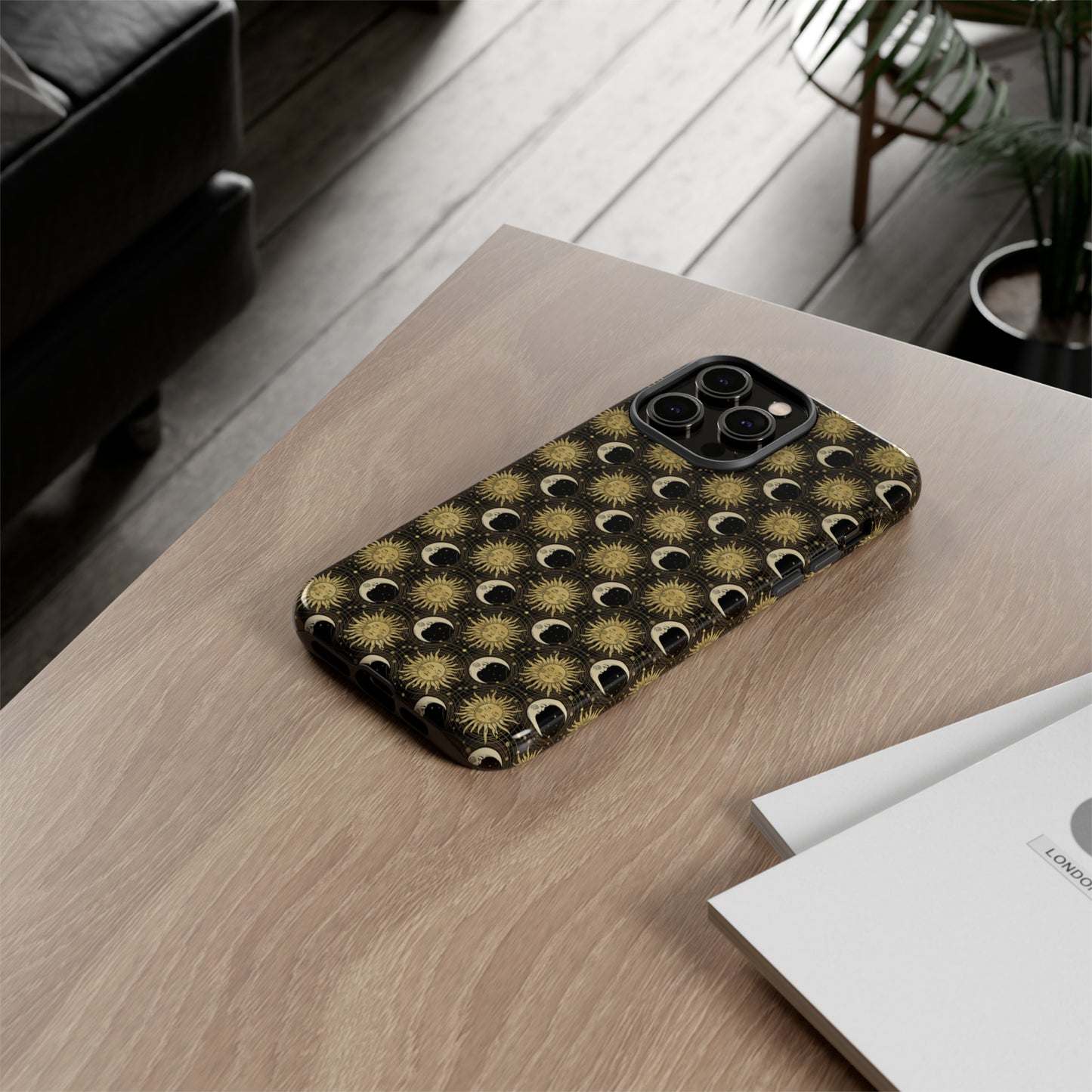 Apple I-Phone 14 (Series)-Tough Case-Phone Case: The Sun, The Moon, And The Stars [Gold Suns, Smiling Moons]