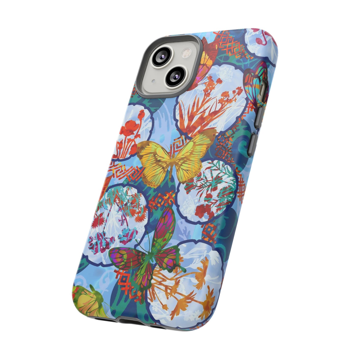 Apple I-Phone 14 (Series)-Tough Case-Phone Case: Dreamscapes [Light Blue Butterflies]