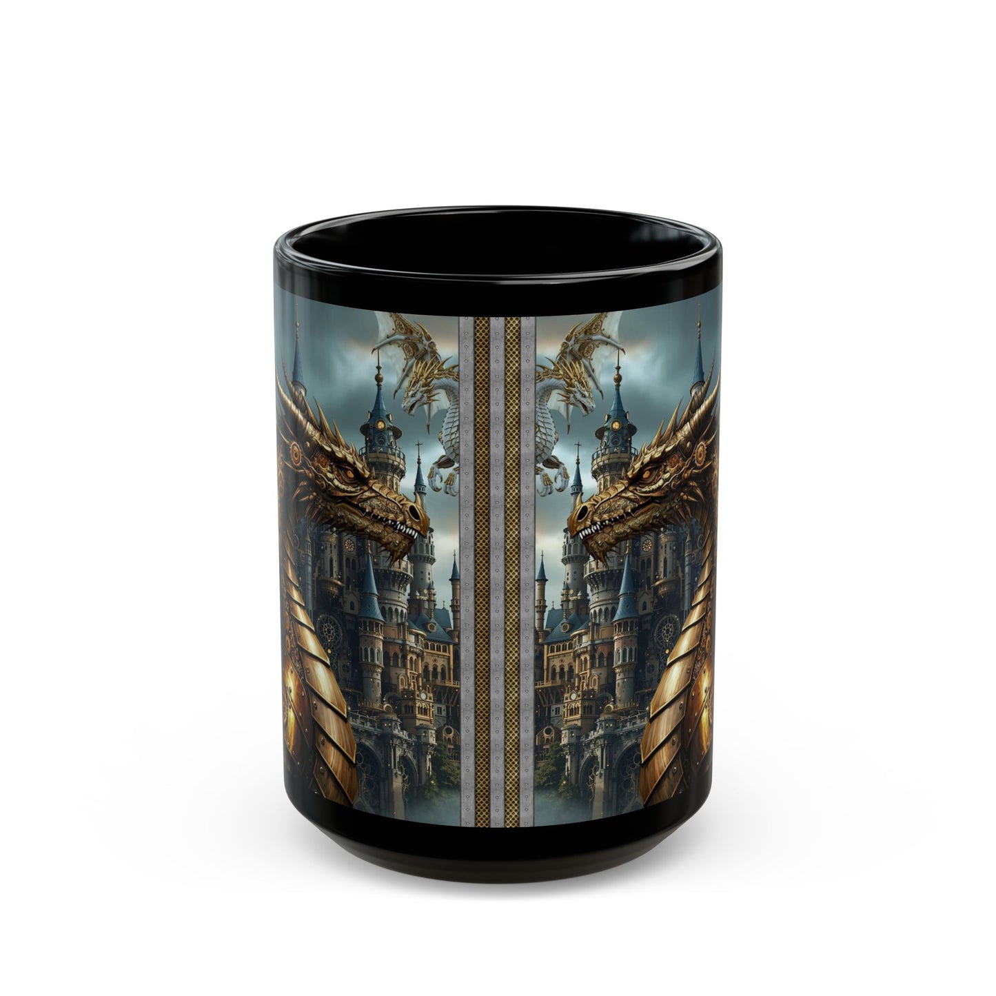 Black Mug-15oz:  "Dragons Steampunk 2" Panel