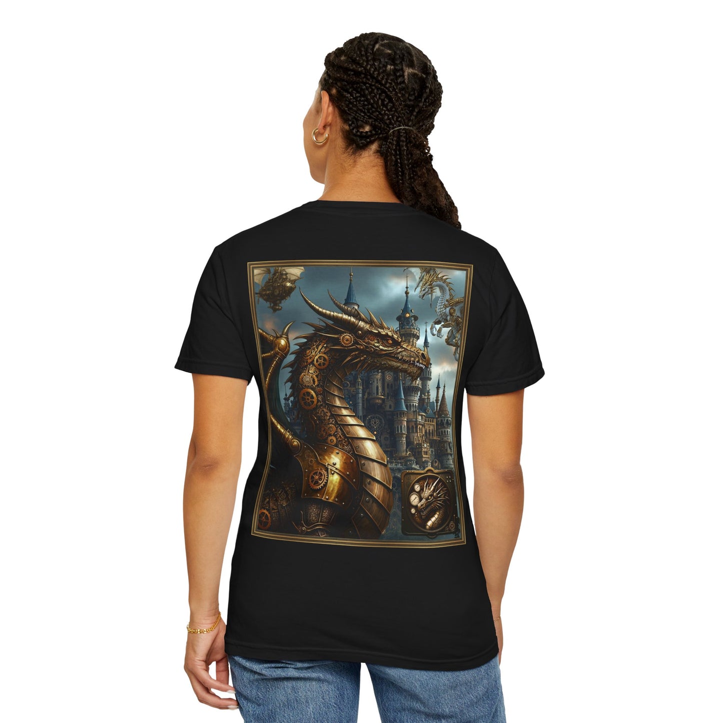 Unisex Heavy Cotton Tee:  "Steampunk Dynasty" [Steampunk Dragon]