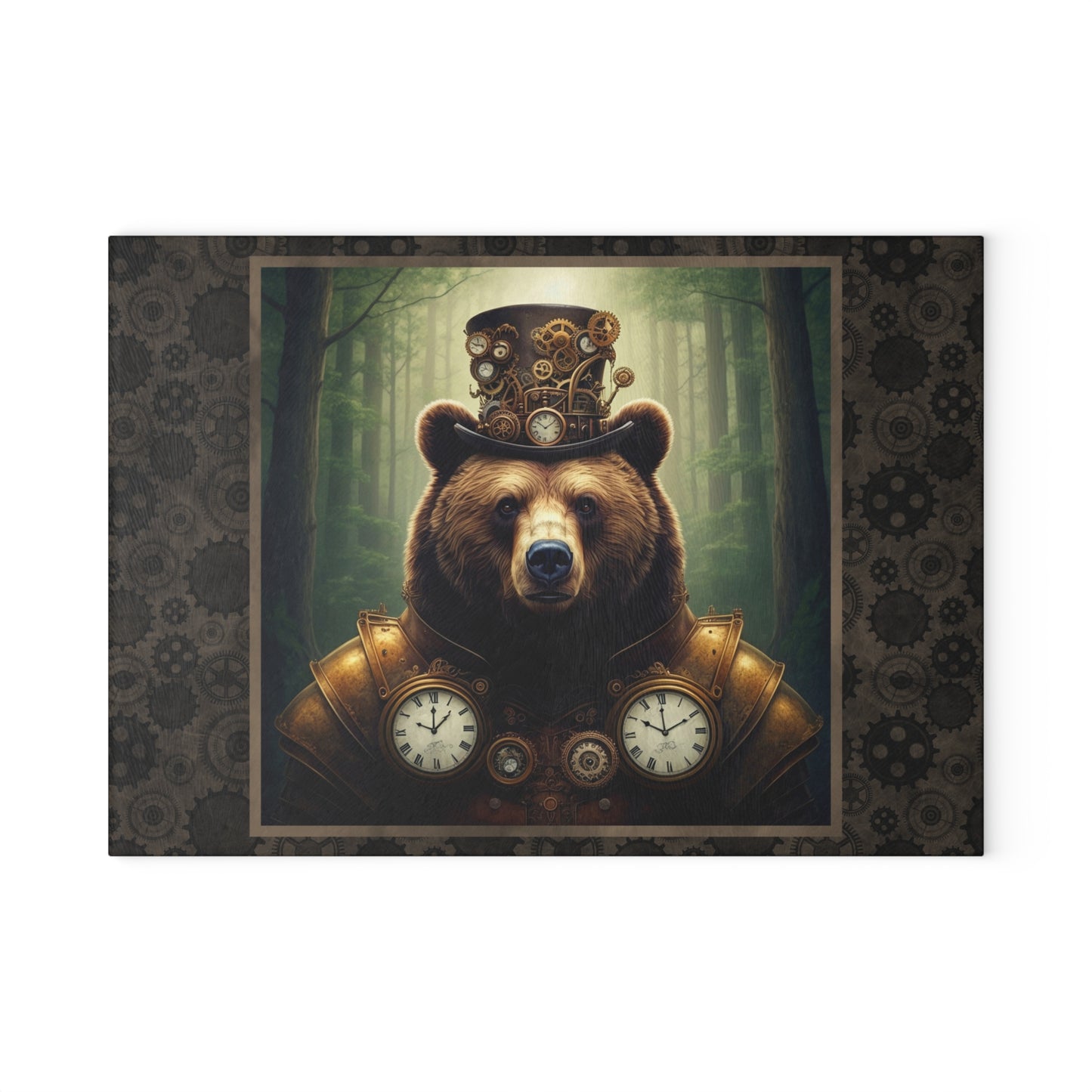 Glass Cutting Board:  Steampunk [Animals - Bear]