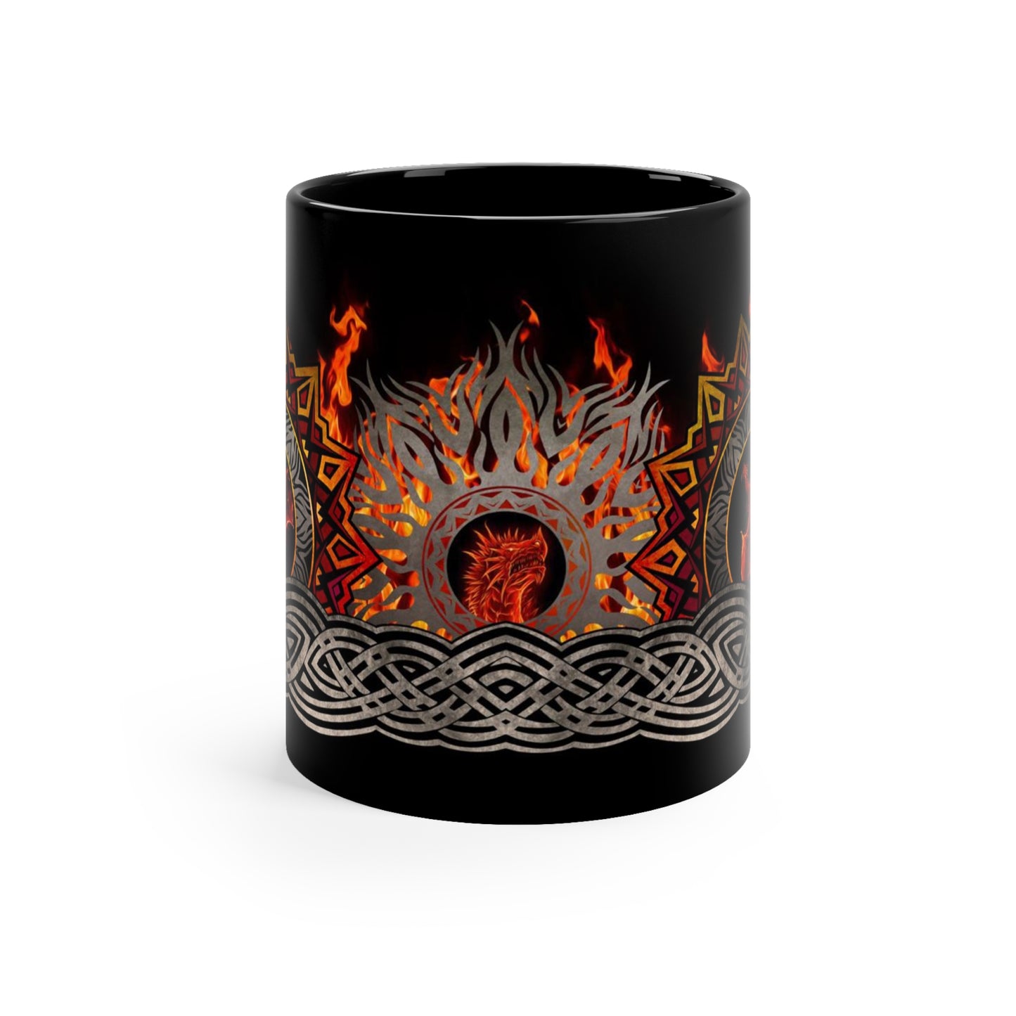 Ceramic Mug:  Black; Dragons "Dragons" [Red Fury]