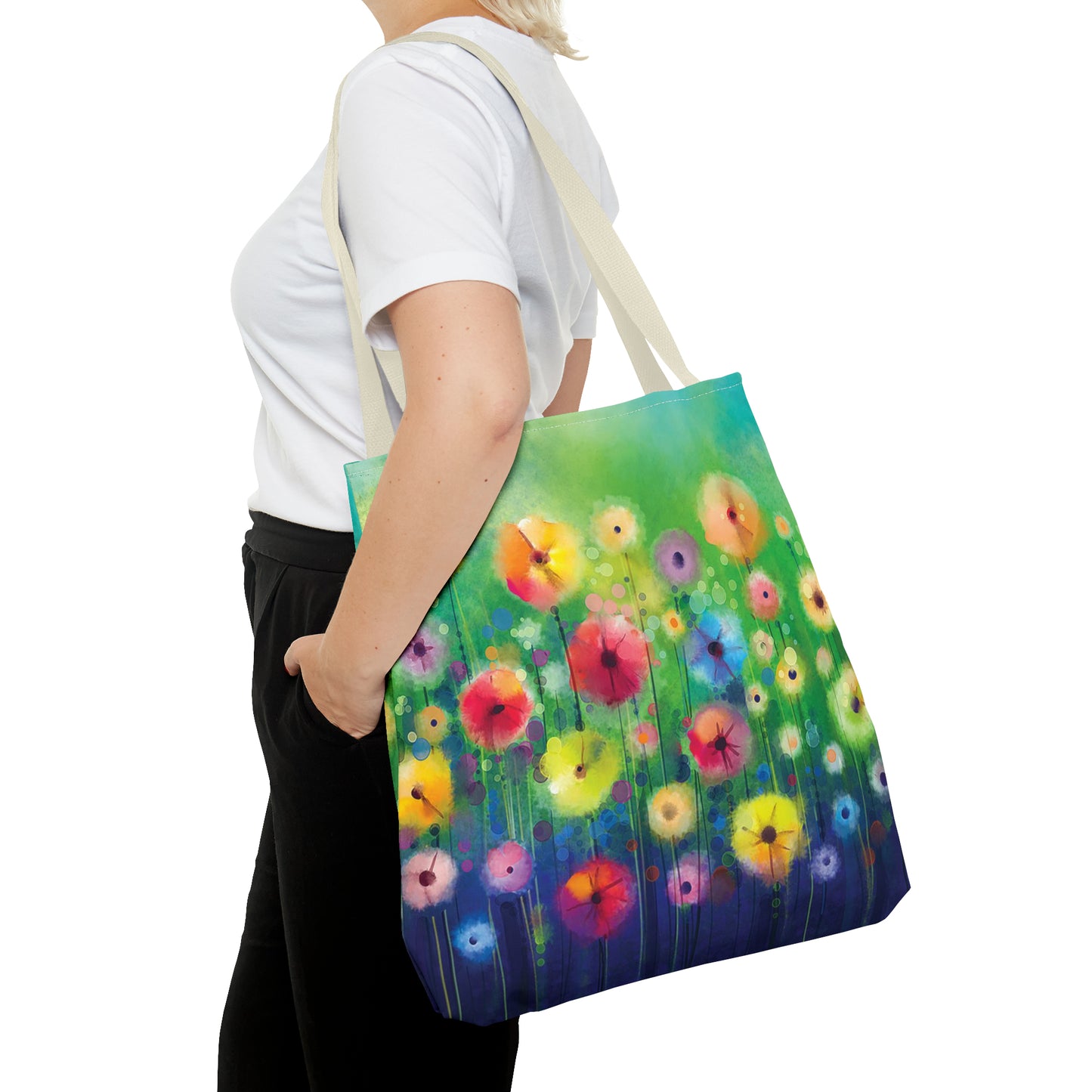 Tote Bag:  large-18x18;  "Year of Art" [Flowers in Field]