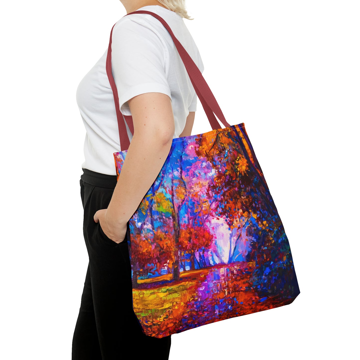 Tote Bag:  large-18x18;  "Year of Art" [Fall Path]