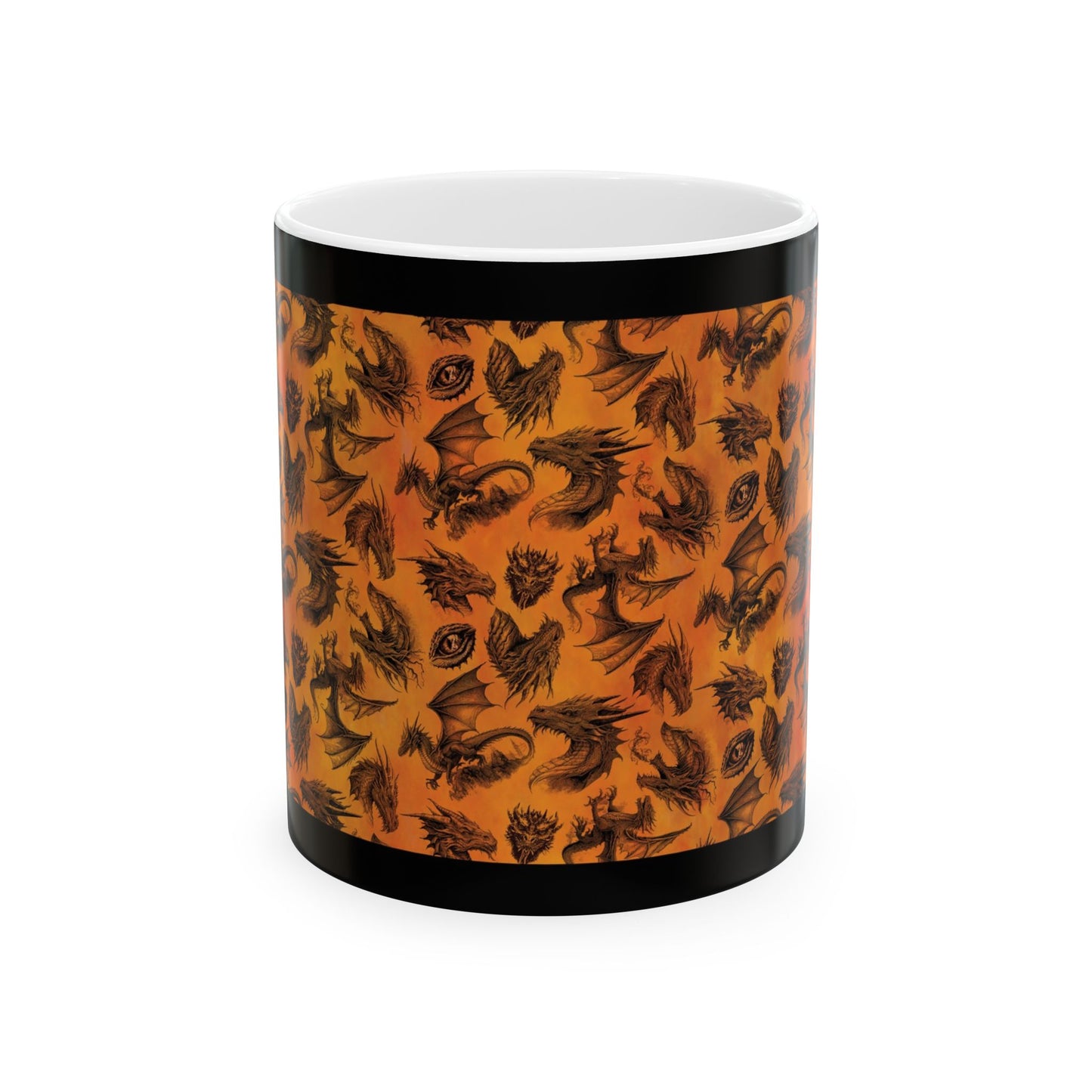 Ceramic Mug:  White;  Emerald Dragons