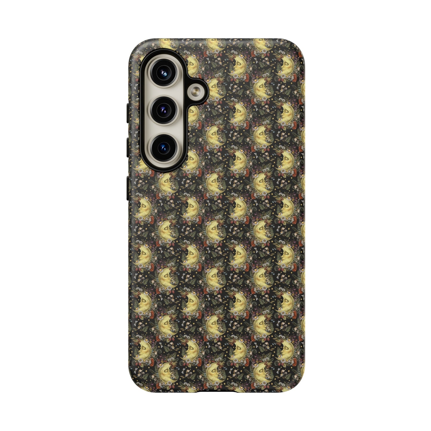 Samsung Galaxy Series Tough Case-Phone Case: The Sun, The Moon, And The Stars [Moon With Flowers]
