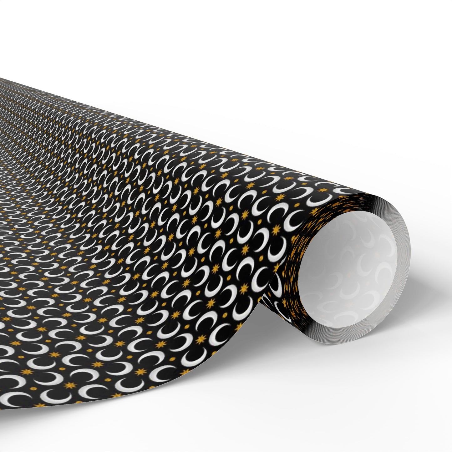 Wrapping Paper:  Celestial [Black White Moon, Gold Stars]