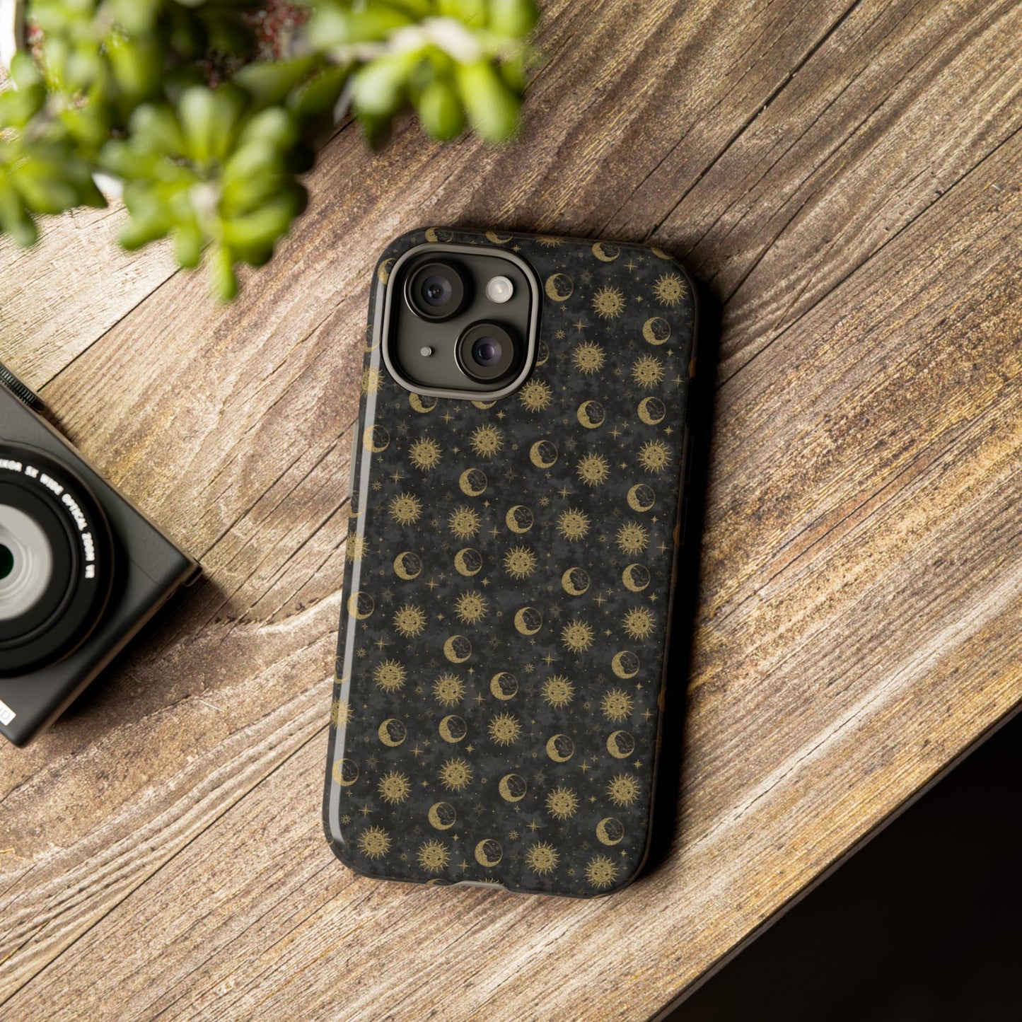 Apple I-Phone 14 (Series)-Tough Case-Phone Case: The Sun, The Moon, And The Stars [Gold Suns, Smiling Moons]