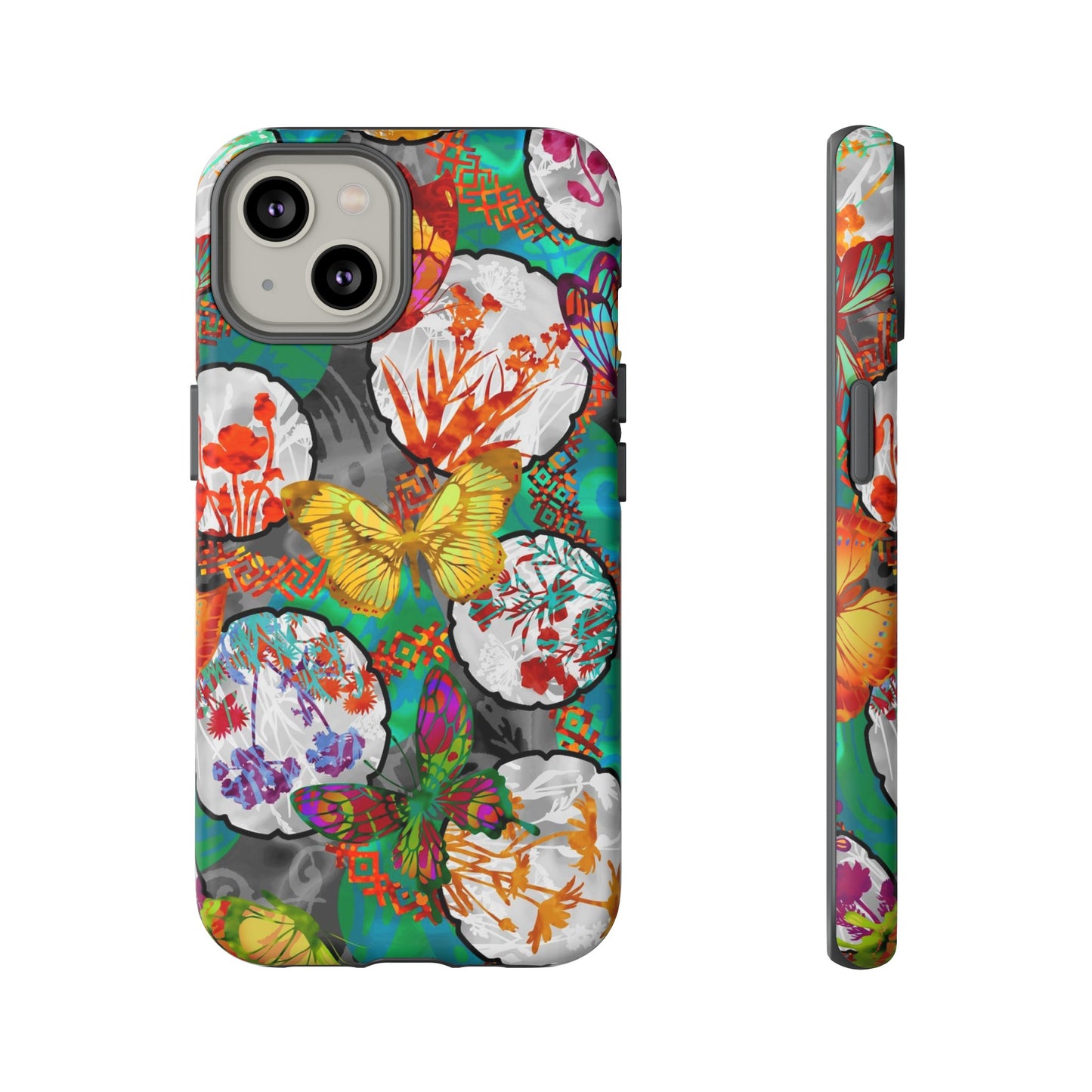 Apple I-Phone 14 (Series)-Tough Case-Phone Case:  Dreamscapes [Teal Butterflies]