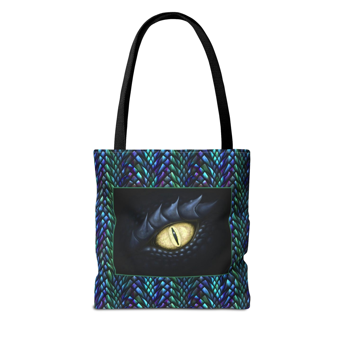 Tote Bag: large-18x18; "Dragons" [Sheen Scales 1-Black Eye W/White]