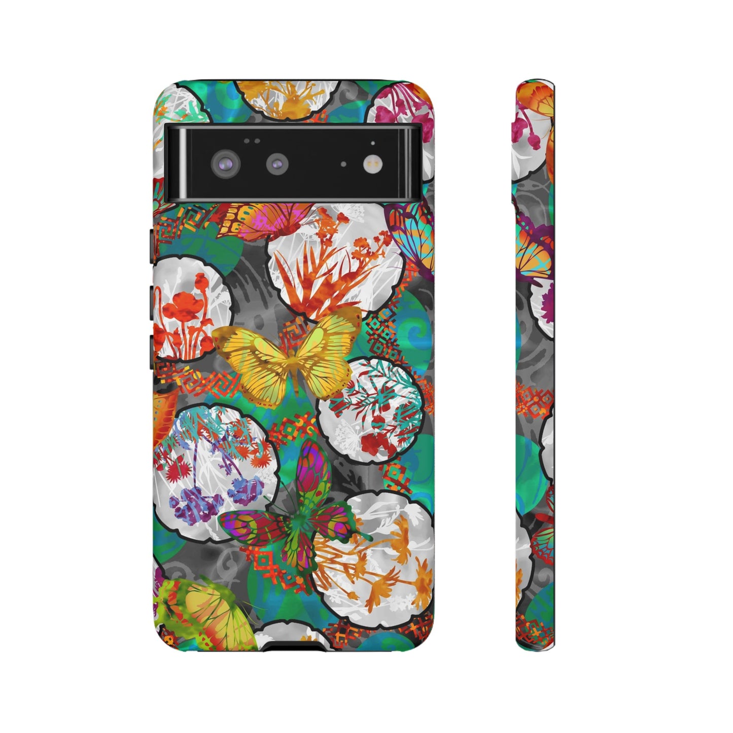 Android Google Pixel (Series) Tough Case-Phone Case:  Dreamscapes [Green Butterflies]