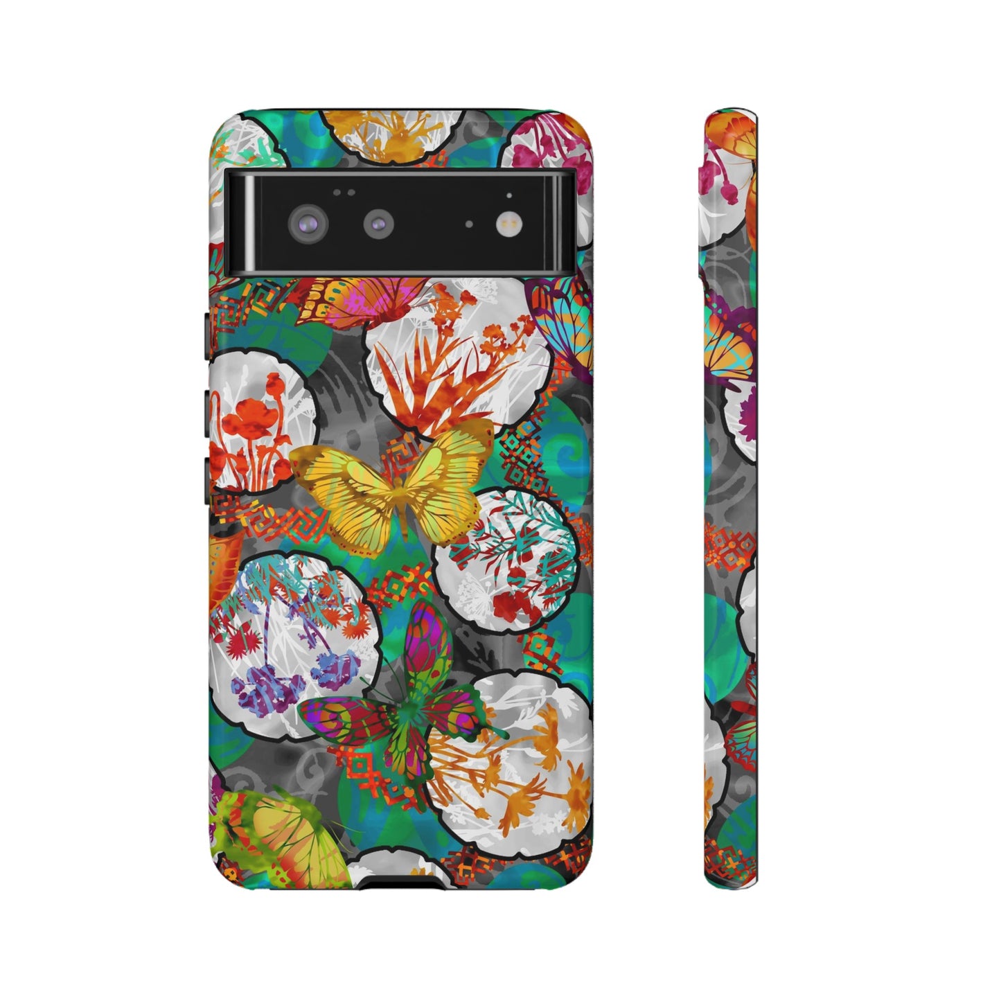 Android Google Pixel (Series) Tough Case-Phone Case:  Dreamscapes [Green Butterflies]