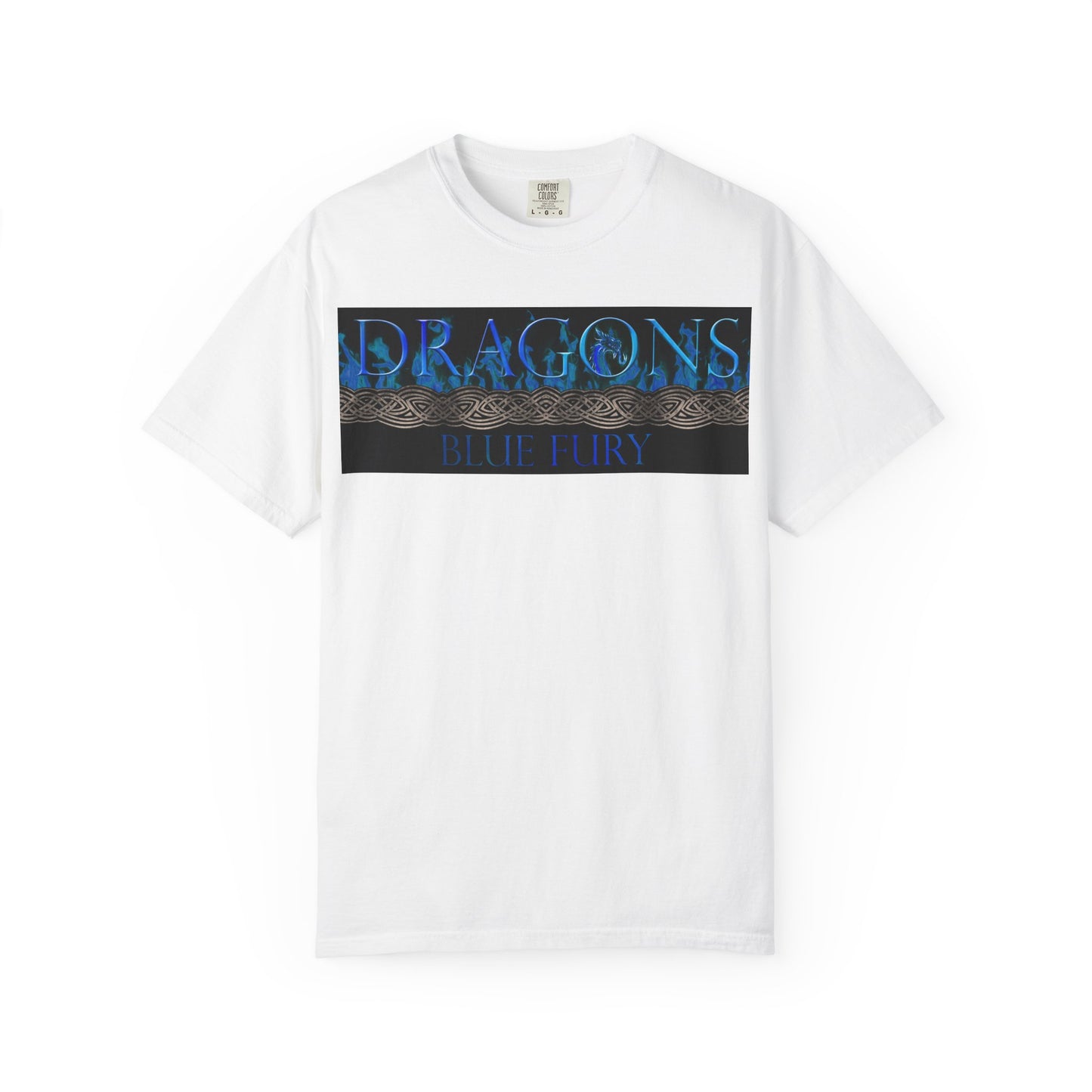 Garment Dyed Oversized T-Shirt (6-Sizes):  "Blue Dragons" [Border and Panel]