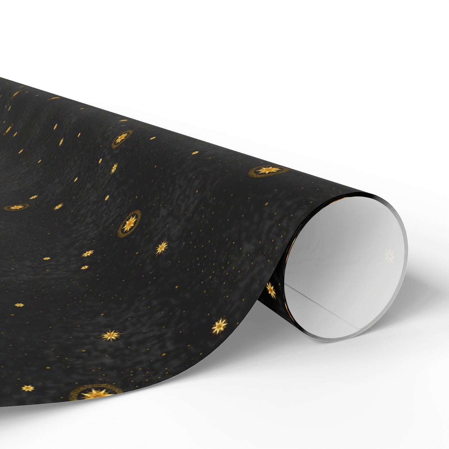 Wrapping Paper:  Celestial [Black Space-Gold Stars]