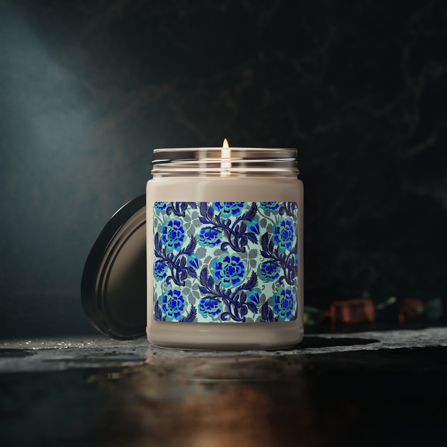 Scented Soy Candle:  Pastiche [Blue/Teal Vine Flowers]