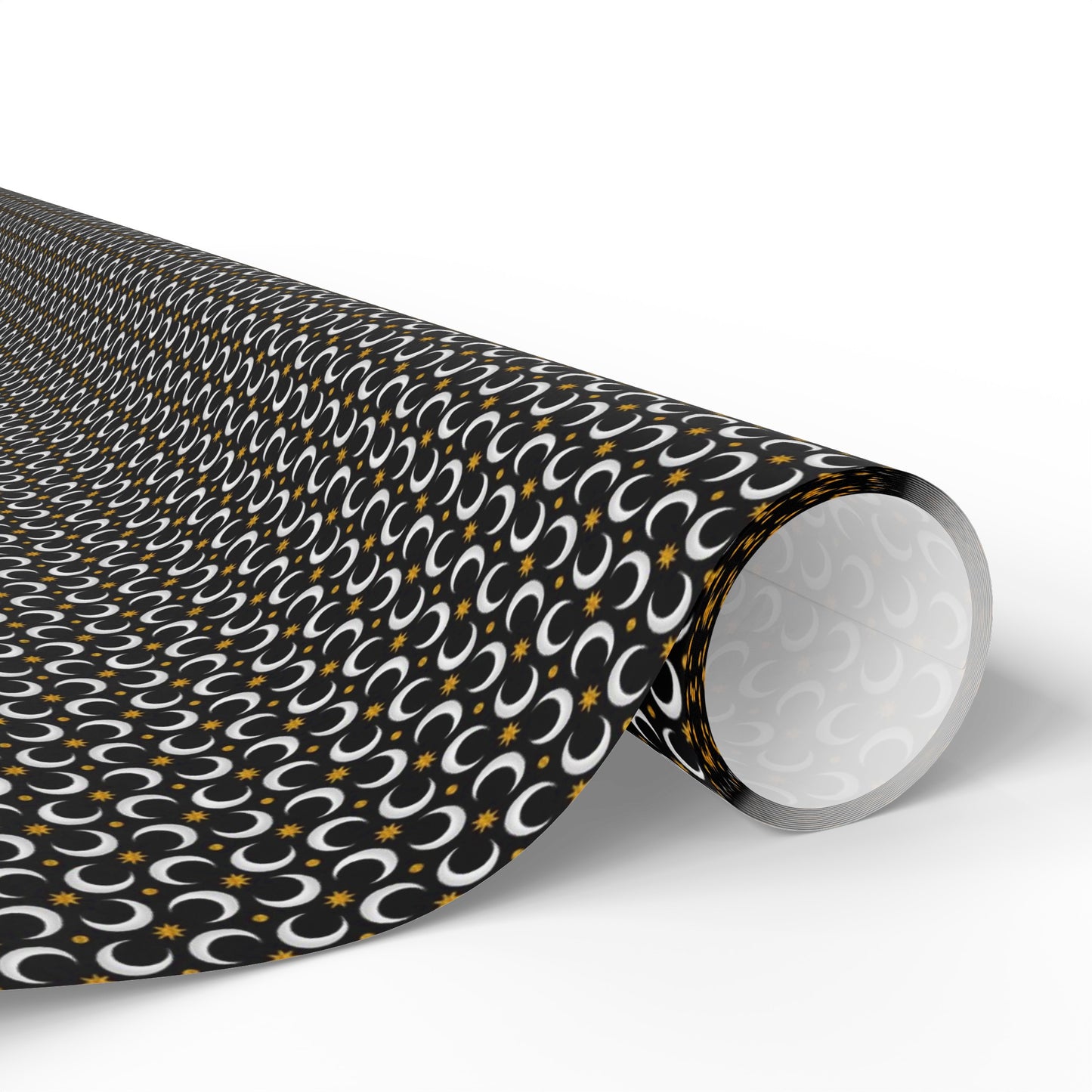 Wrapping Paper:  Celestial [Black White Moon, Gold Stars]