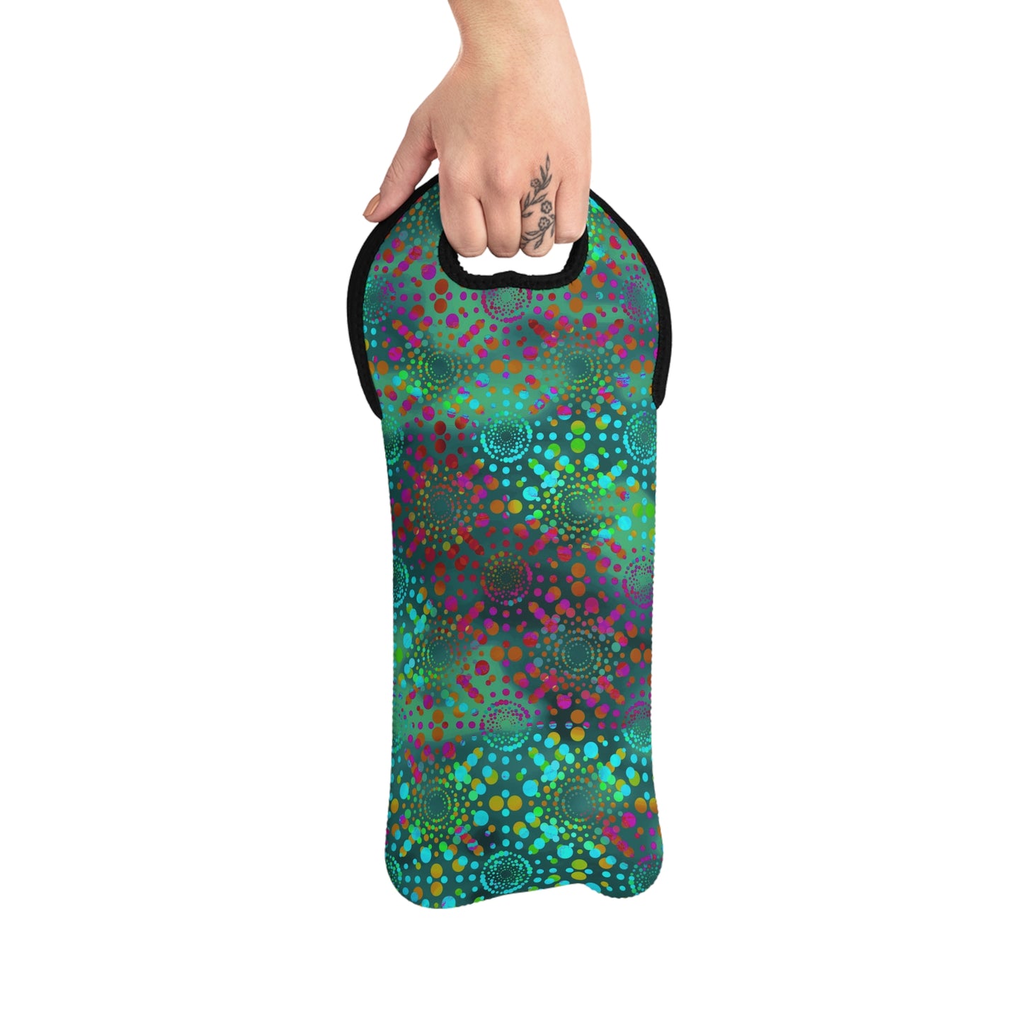 Colorful Wine Tote Bag:  Dreamscapes [Teal Bursts]