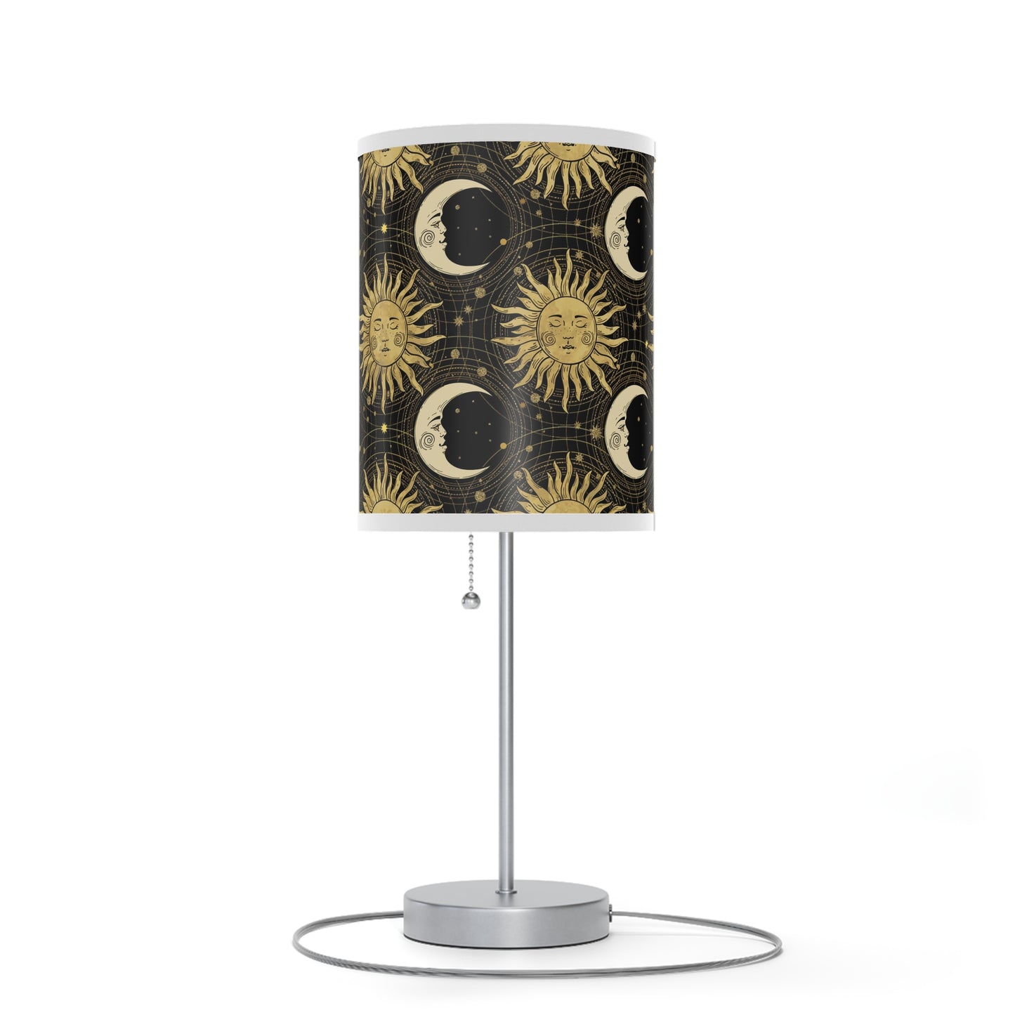 Table Lamp: Silver Base - The Sun, The Moon, and The Stars [Gold Sun and Moons]