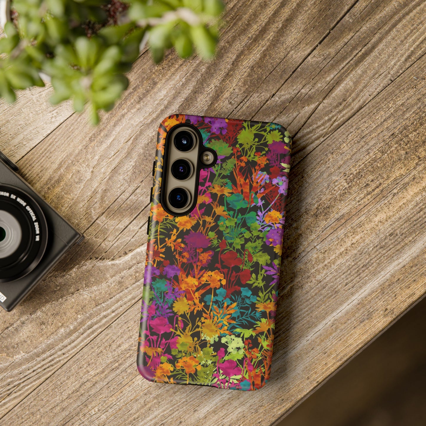 Samsung Galaxy Series Tough Case-Phone Case: Dreamscapes [Multi-Colored Flowers-Dark]