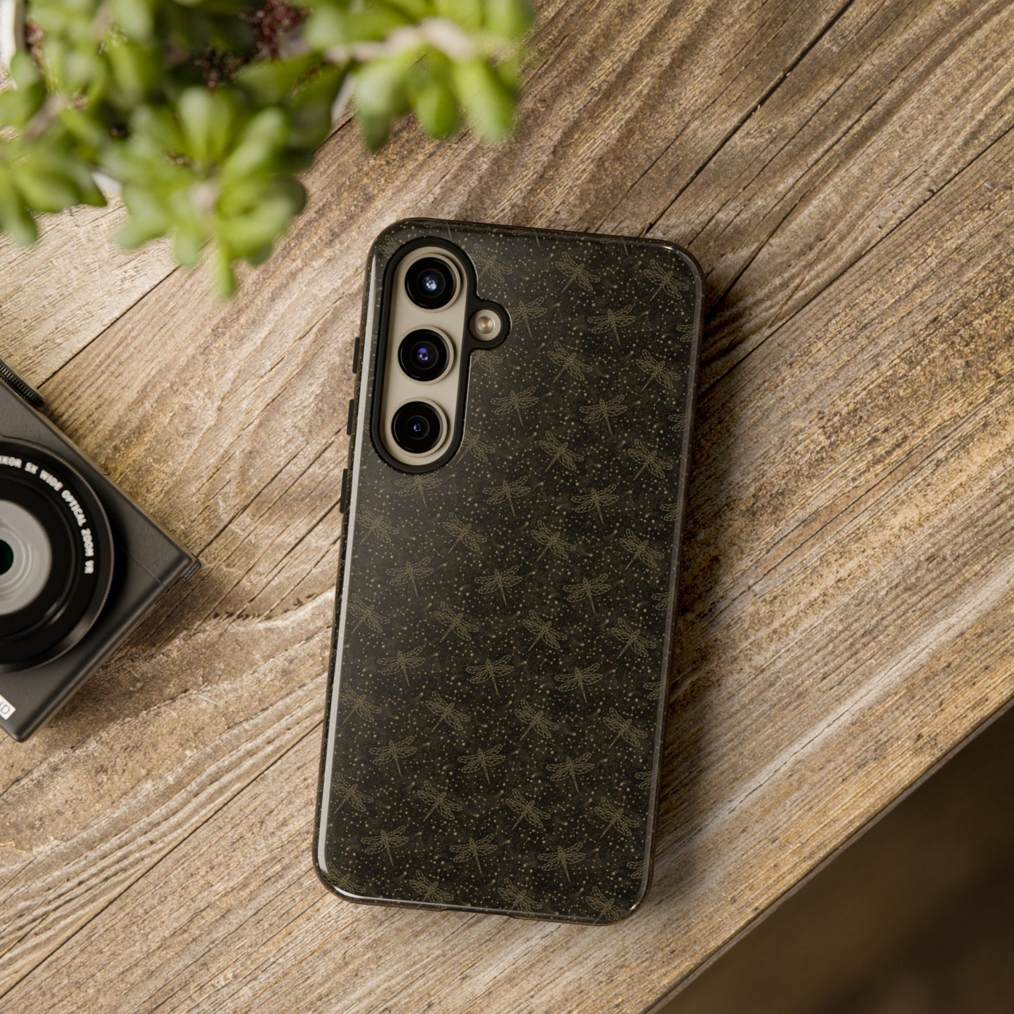 Samsung Galaxy Series Tough Case-Phone Case: The Sun, The Moon, And The Stars [Gold Dragonflies]