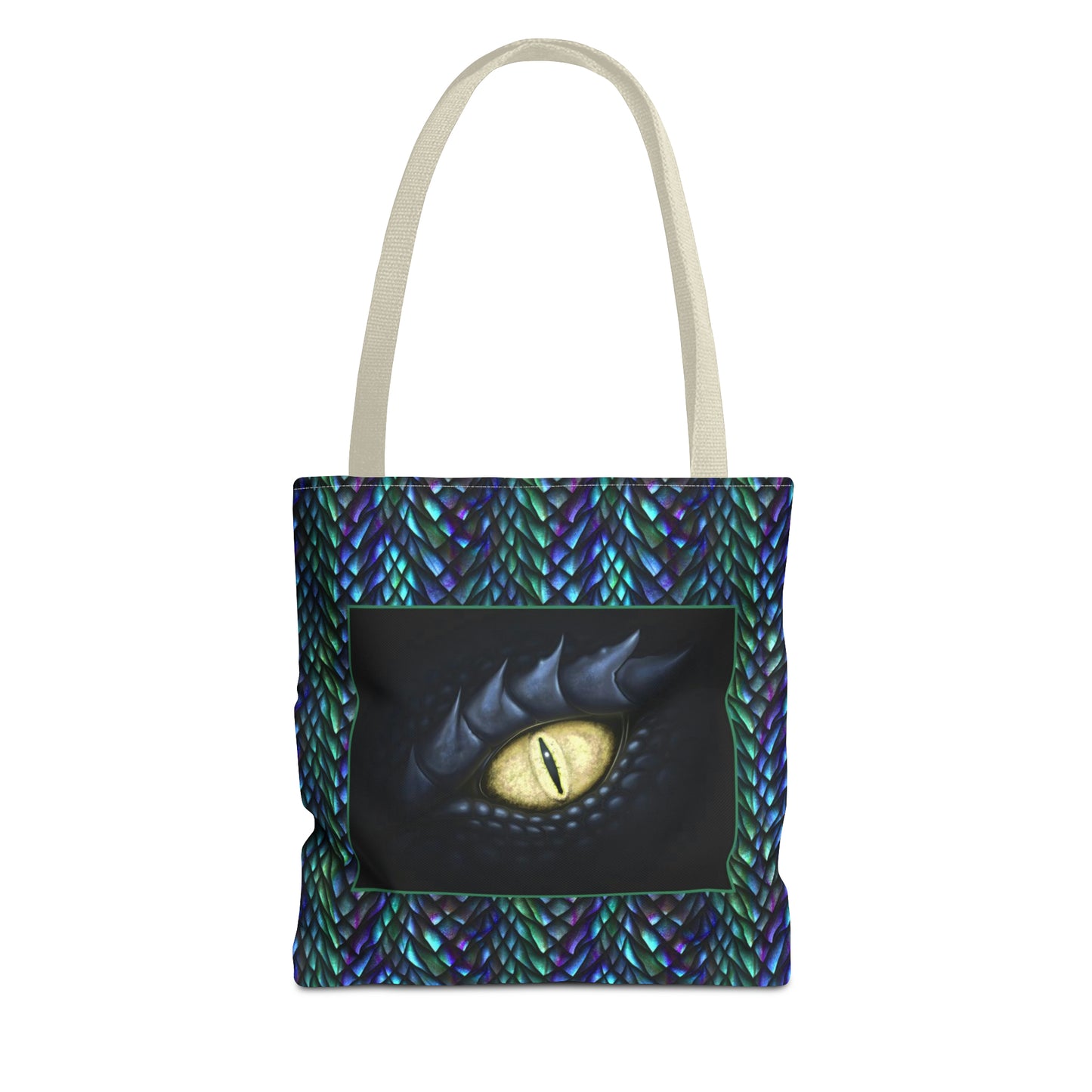 Tote Bag: large-18x18; "Dragons" [Sheen Scales 1-Black Eye W/White]