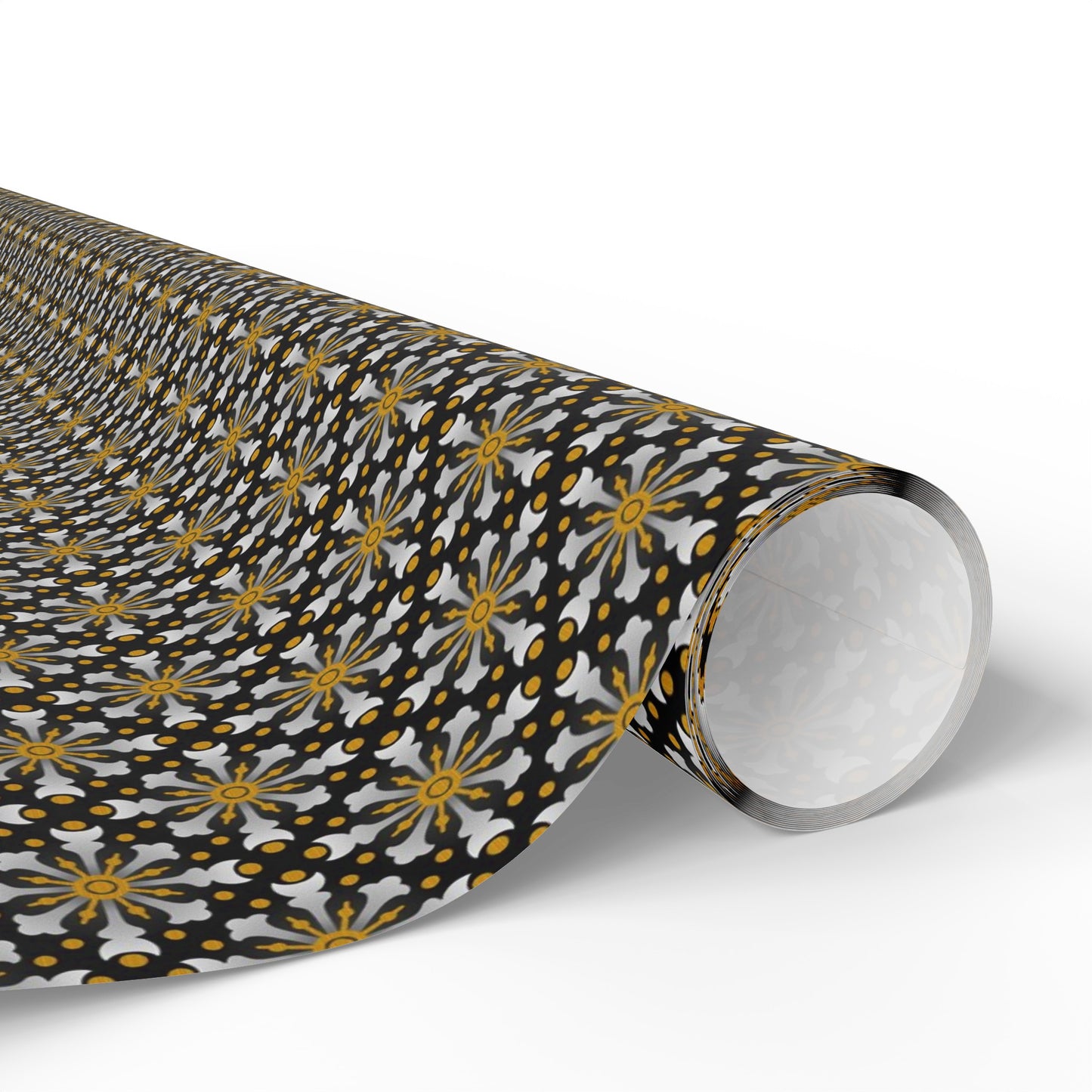 Wrapping Paper:  Celestial [Black/Gold Starbursts]