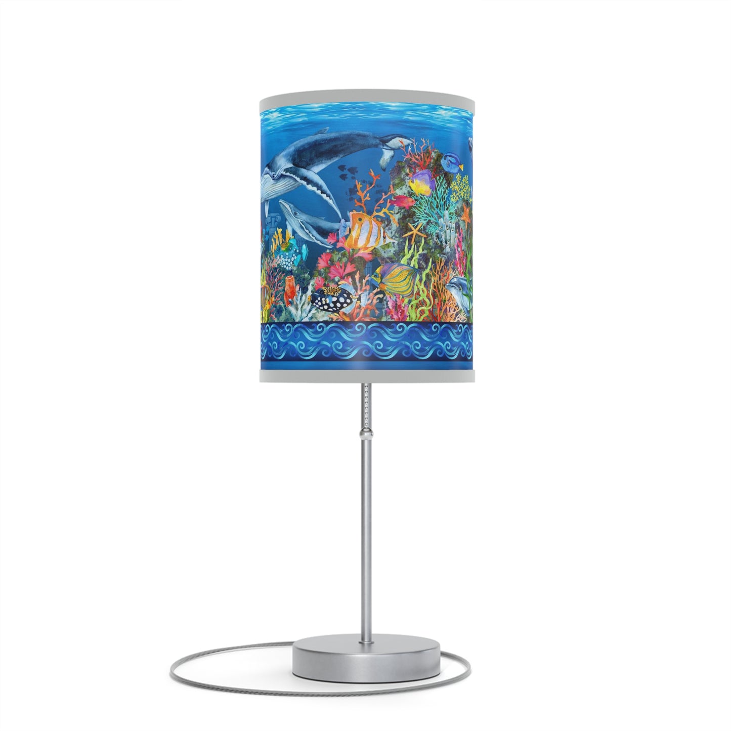 Table Lamp: Silver W/Black/Whitte/Grey Trim; The Sun, The Moon, and The Stars [Sun Panel]