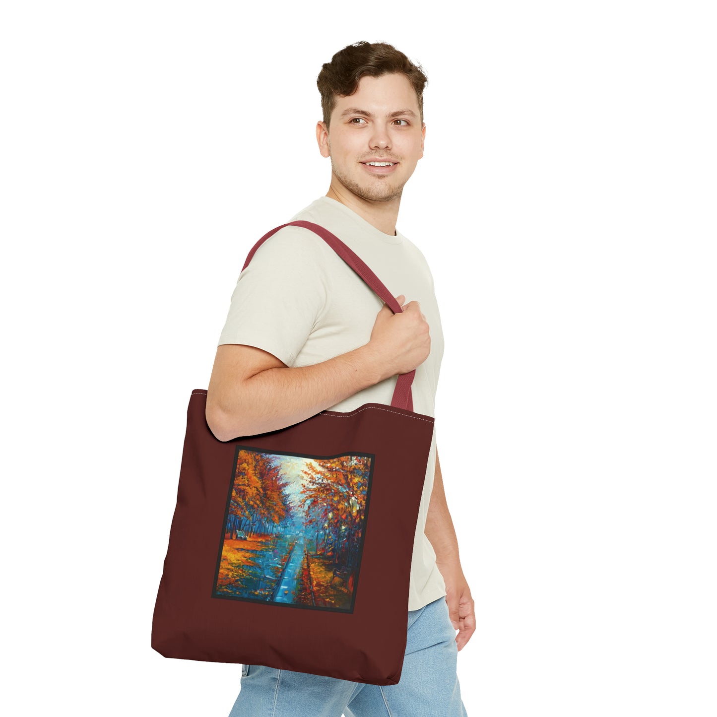 Tote Bag:  large-18x18;  "Year of Art" [Fall Path, Smal Panel]