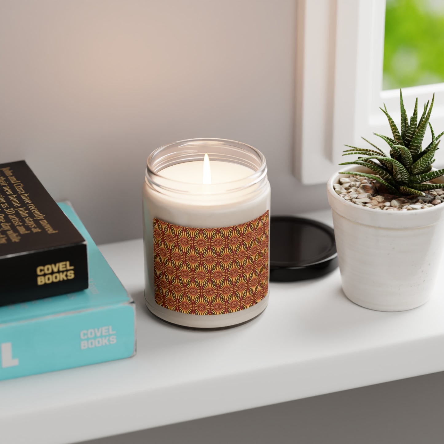 Scented Soy Candle ($ 18.65) - Celestial [Crimson/Gold Sunbursts]