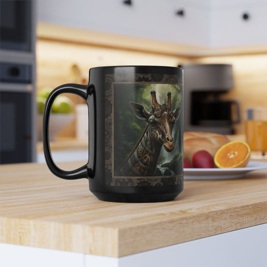 Black Mug-15oz:  "Steampunk Giraffe" Panel