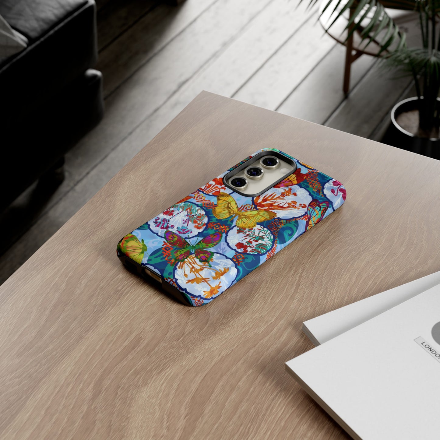 Samsung Galaxy Series Tough Case-Phone Case: Dragons [Light Blue Butterflies]