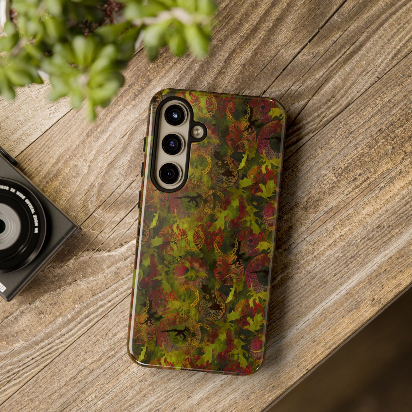 Samsung Galaxy Series Tough Case-Phone Case: Dragons [Green Panel]