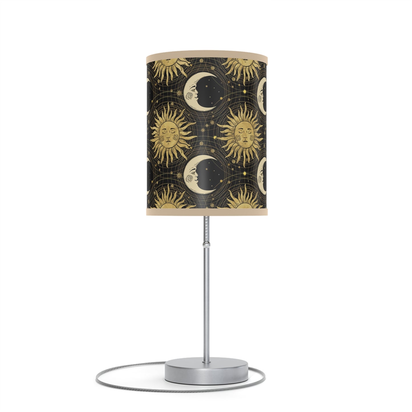 Table Lamp: Silver Base - The Sun, The Moon, and The Stars [Gold Sun and Moons]
