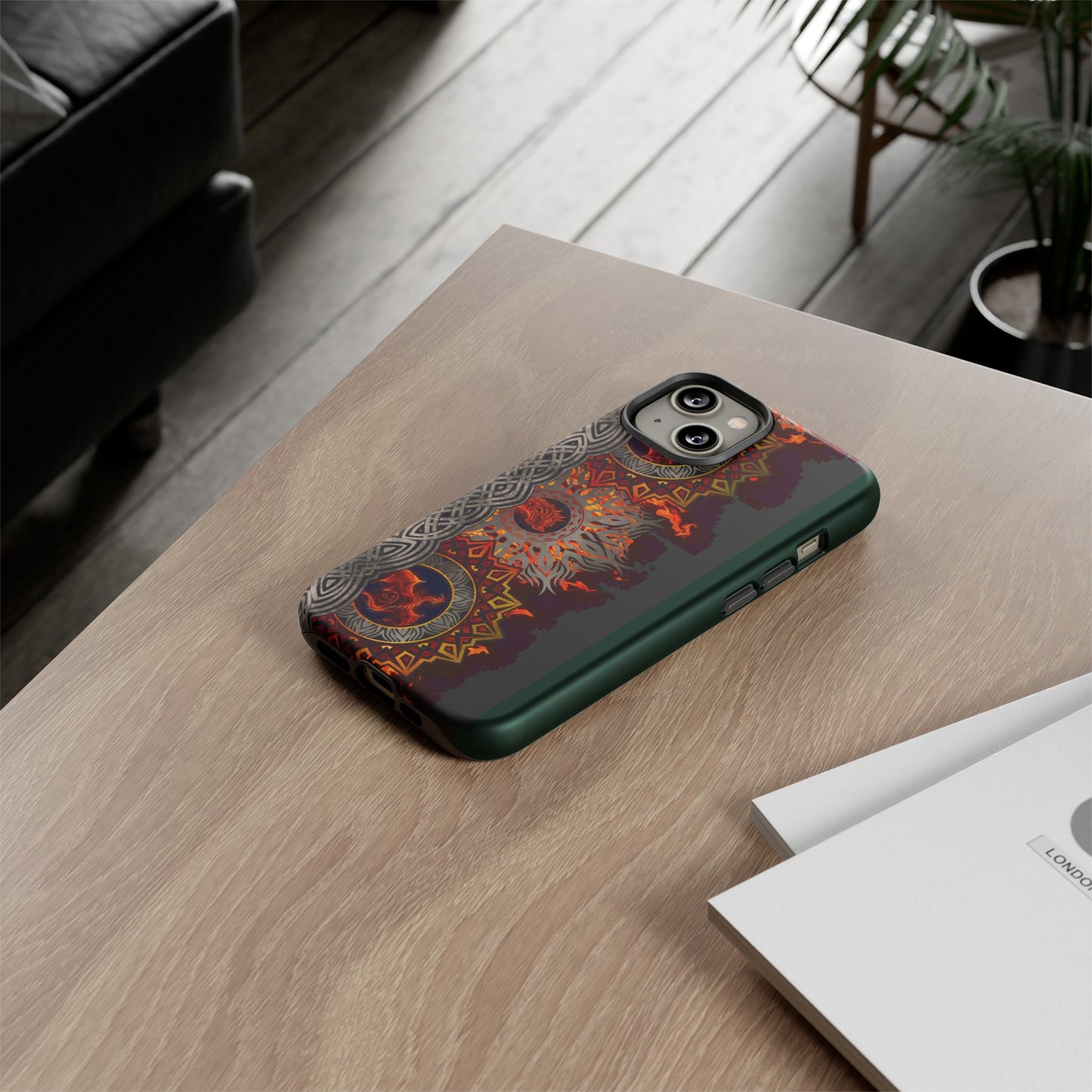 Apple I-Phone 14 (Series) Tough Case-Phone Case: Dragons [Red Fury Border]