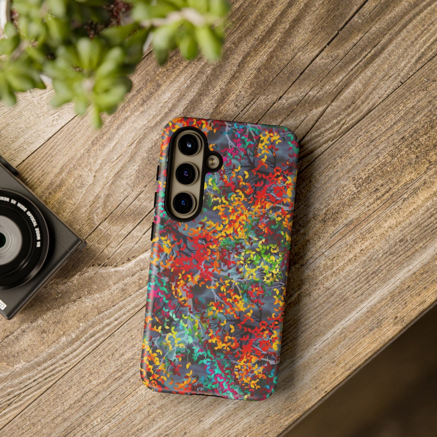 Samsung Galaxy Series Tough Case-Phone Case: Dreamscapes [Multi-Colored Leaves-Dark]