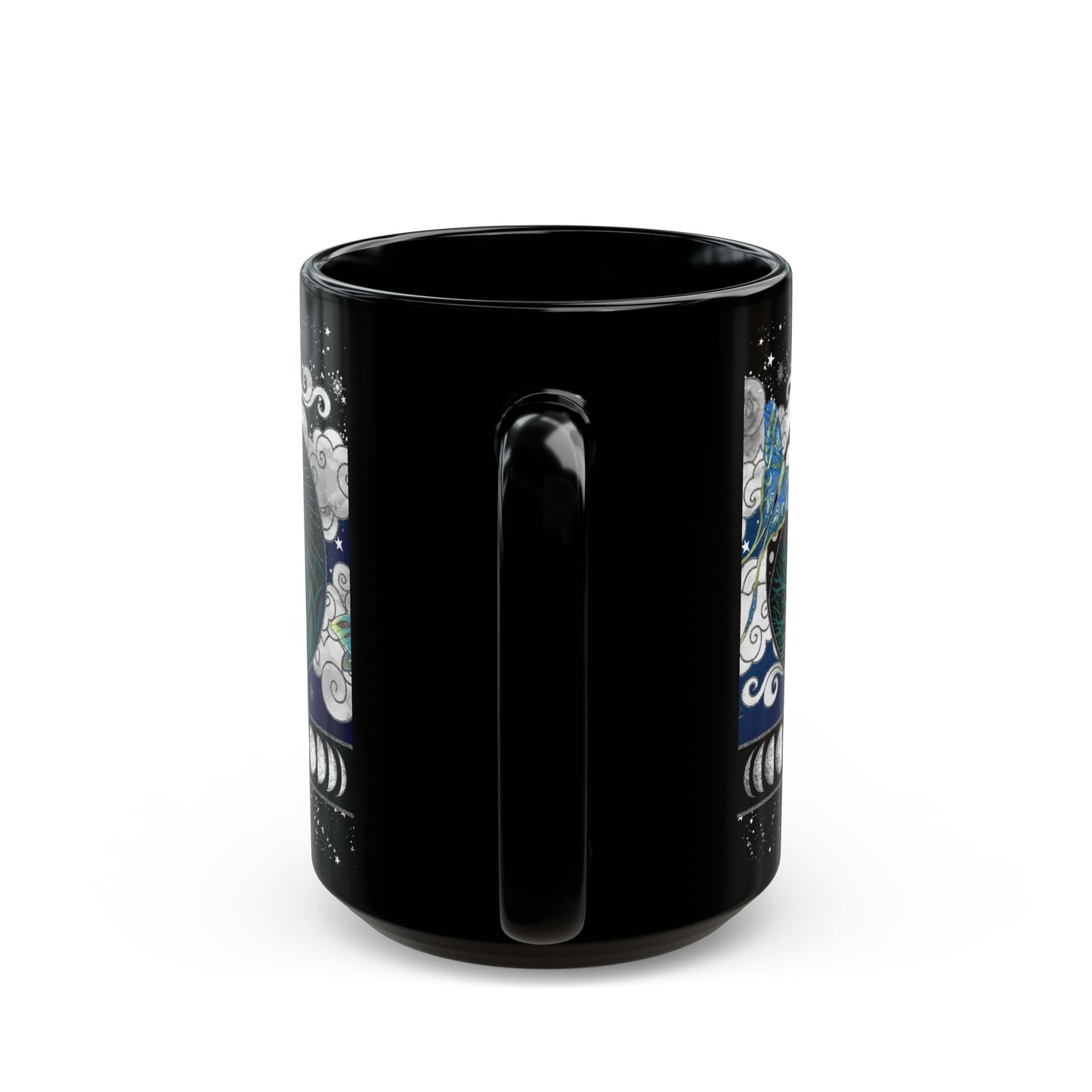 Black Mug-15oz:  "LA LUNA 2" Border