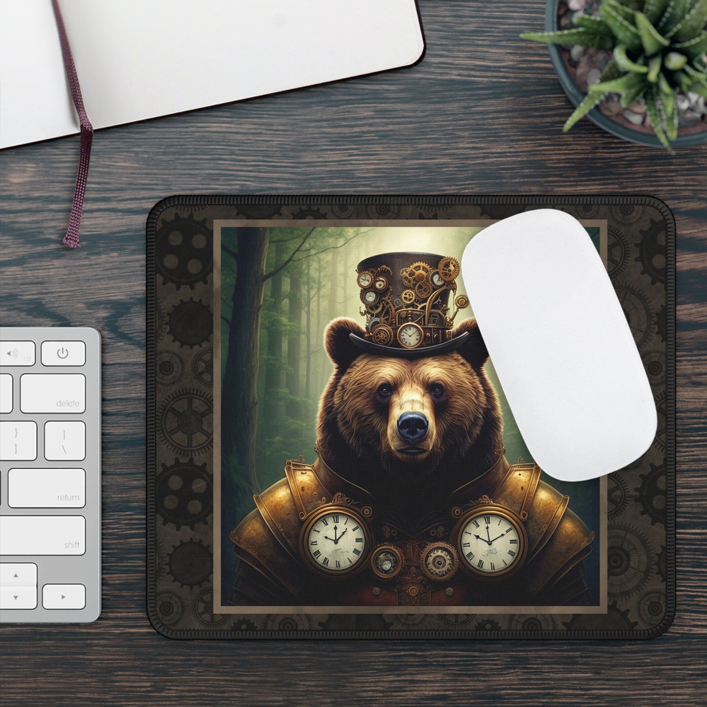 Mouse Pad-Gaming;  9x7:  Steampunk Menagerie [Bear]