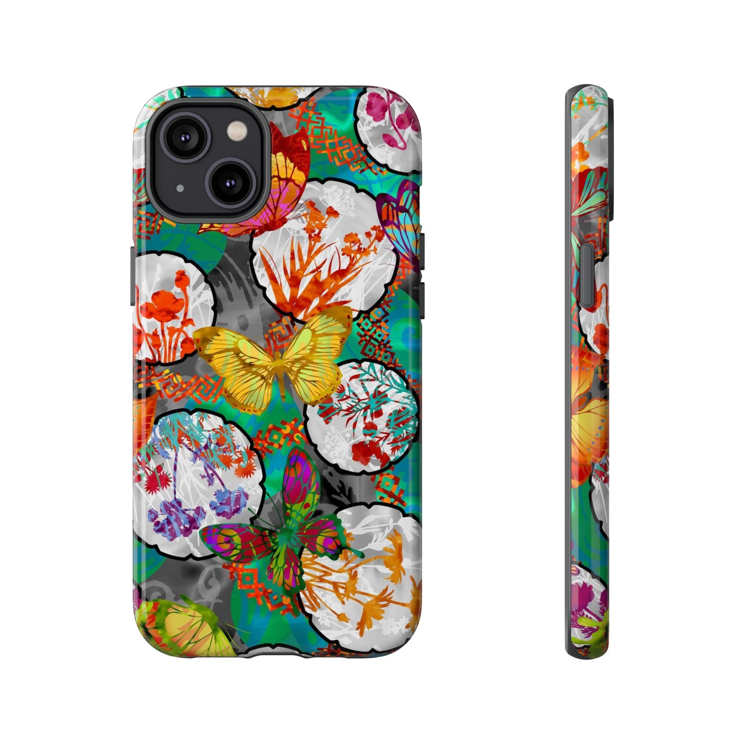 Apple I-Phone 14 (Series)-Tough Case-Phone Case:  Dreamscapes [Teal Butterflies]