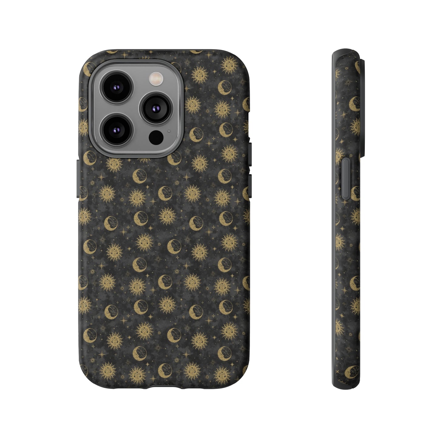 Apple I-Phone 14 (Series)-Tough Case-Phone Case: The Sun, The Moon, And The Stars [Gold Suns, Smiling Moons]